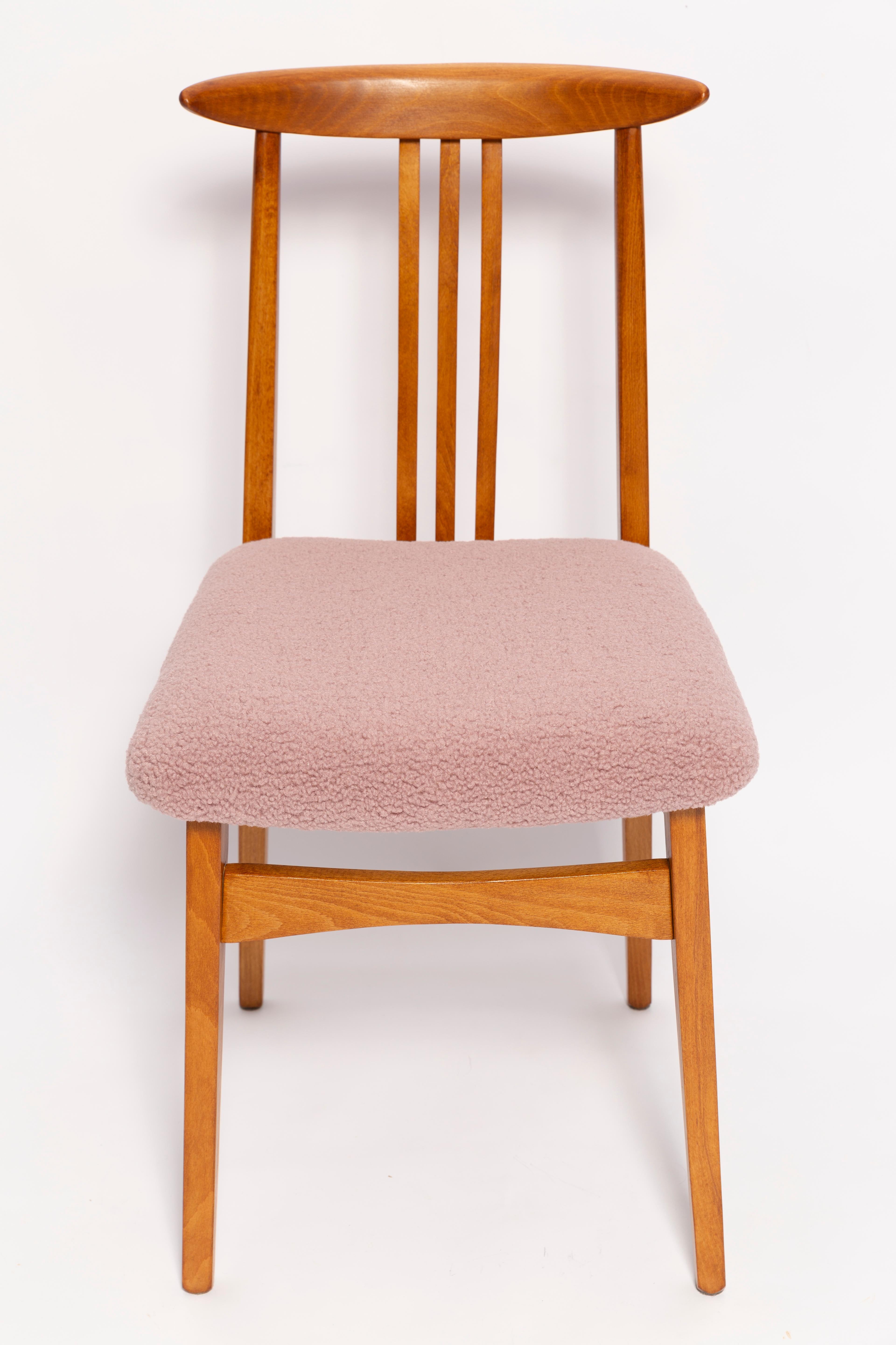 Mid-Century Modern Mid-Century Pink Blush Boucle Chair, by M. Zielinski, Europe, 1960s For Sale
