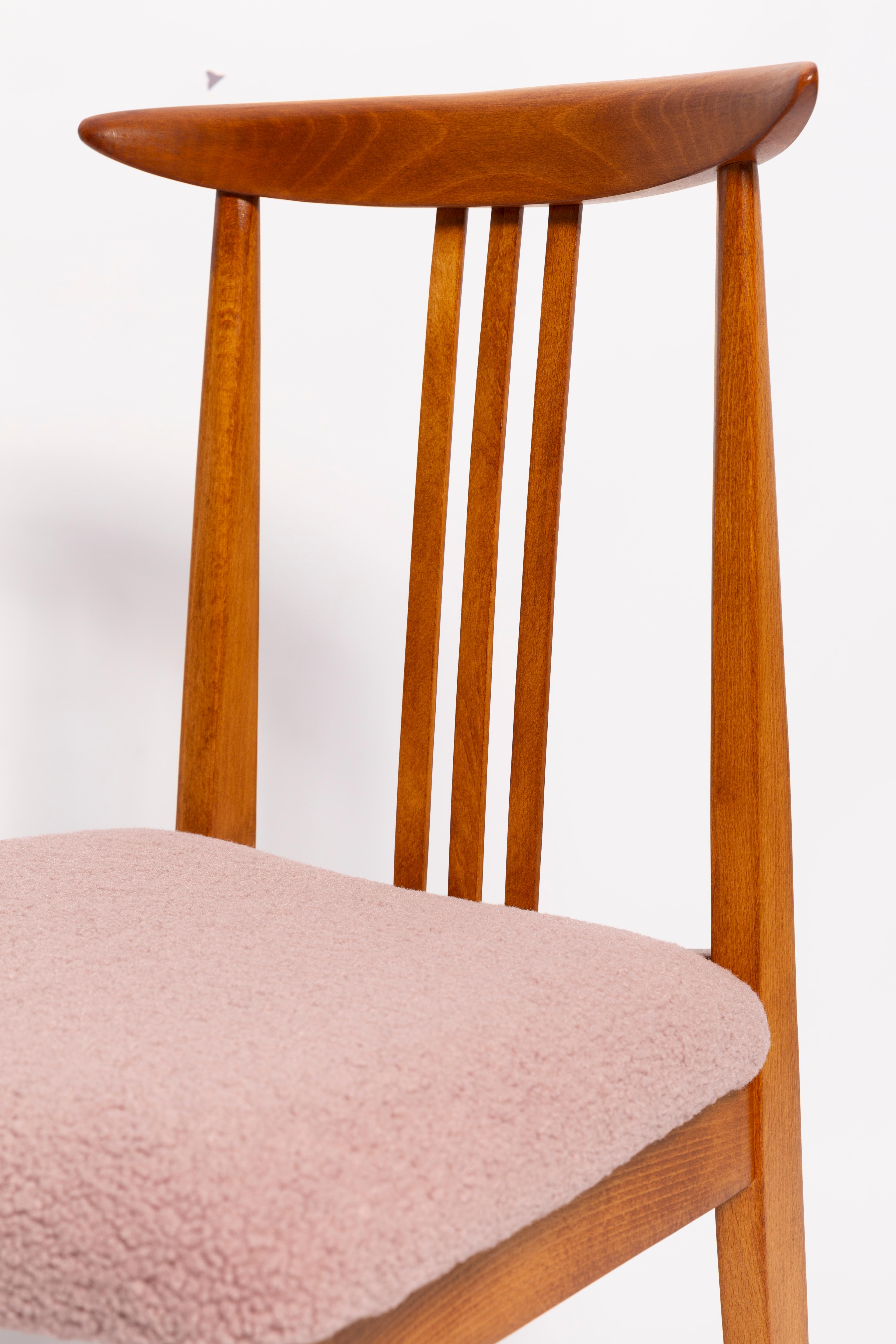 20th Century Mid-Century Pink Blush Boucle Chair, by M. Zielinski, Europe, 1960s For Sale