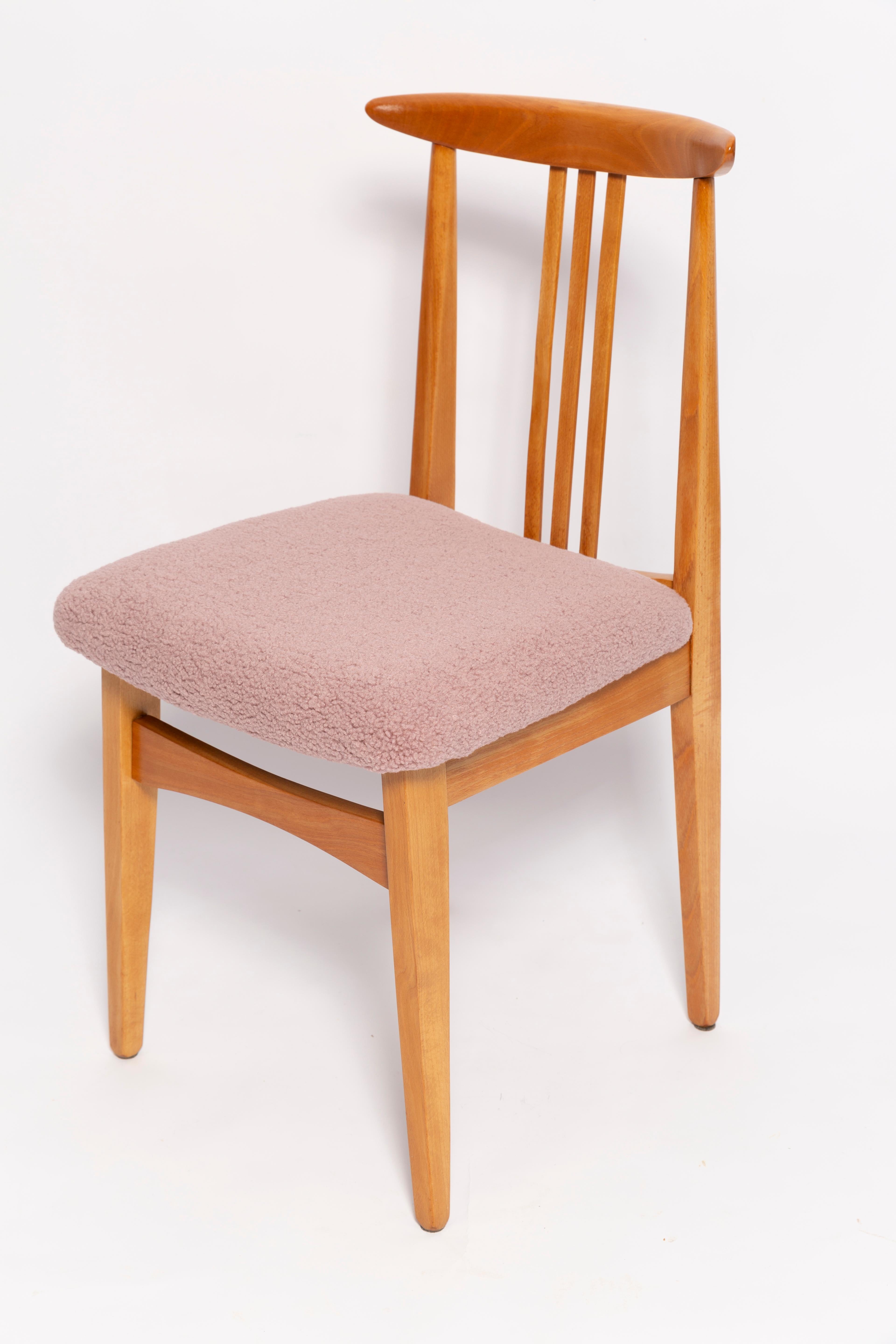 wood and boucle chair