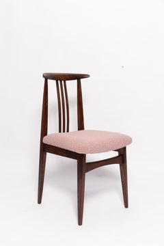 Mid-Century Rosa-Blauer Boucle-Stuhl, Nussbaumholz, von M. Zielinski, Europa, 1960er Jahre