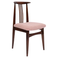 Mid-Century Pink Blush Boucle Chair, Walnut Wood,by M. Zielinski, Europe, 1960s