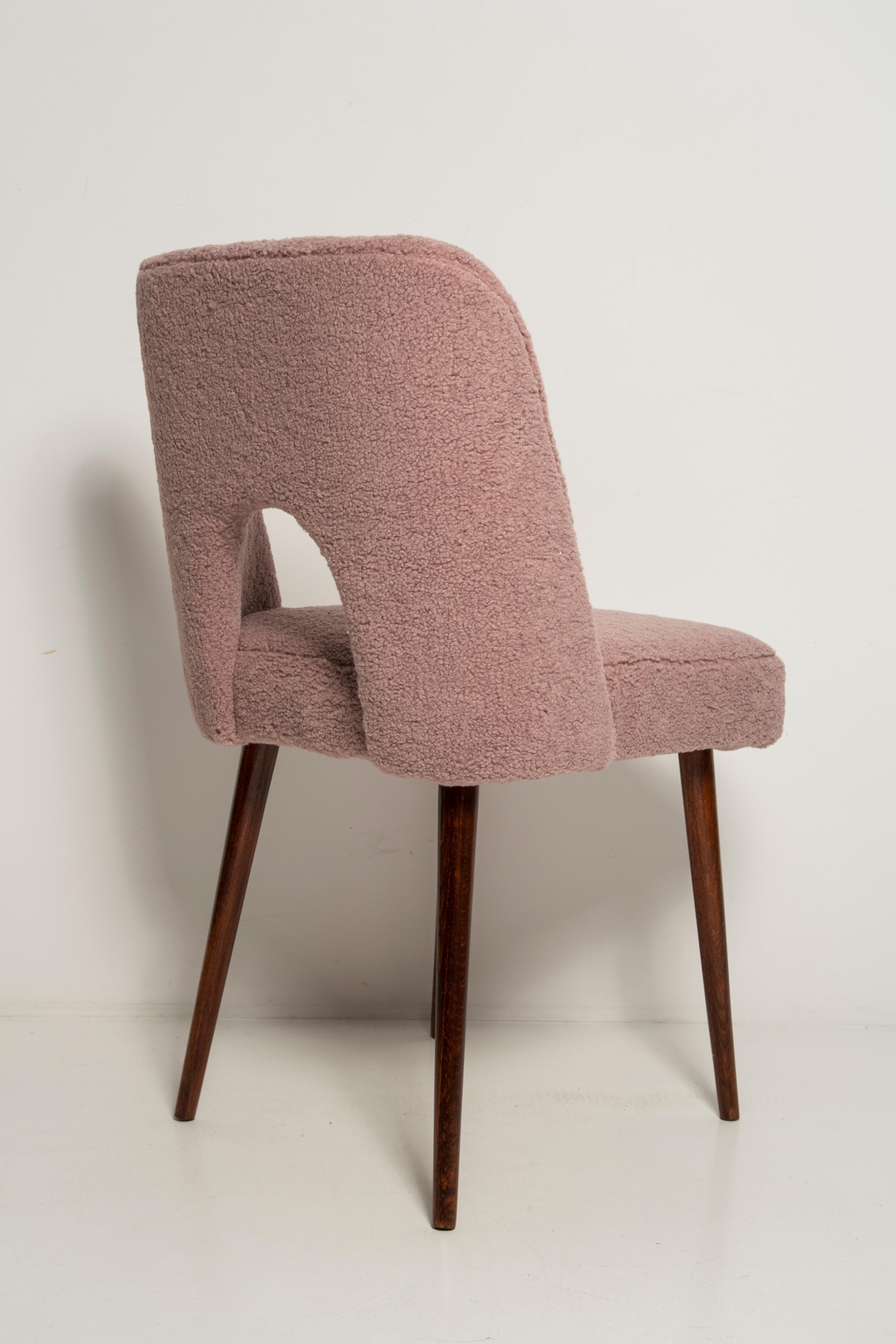 Textile Midcentury Pink Bouclé 'Shell' Chair, Europe, 1960s For Sale