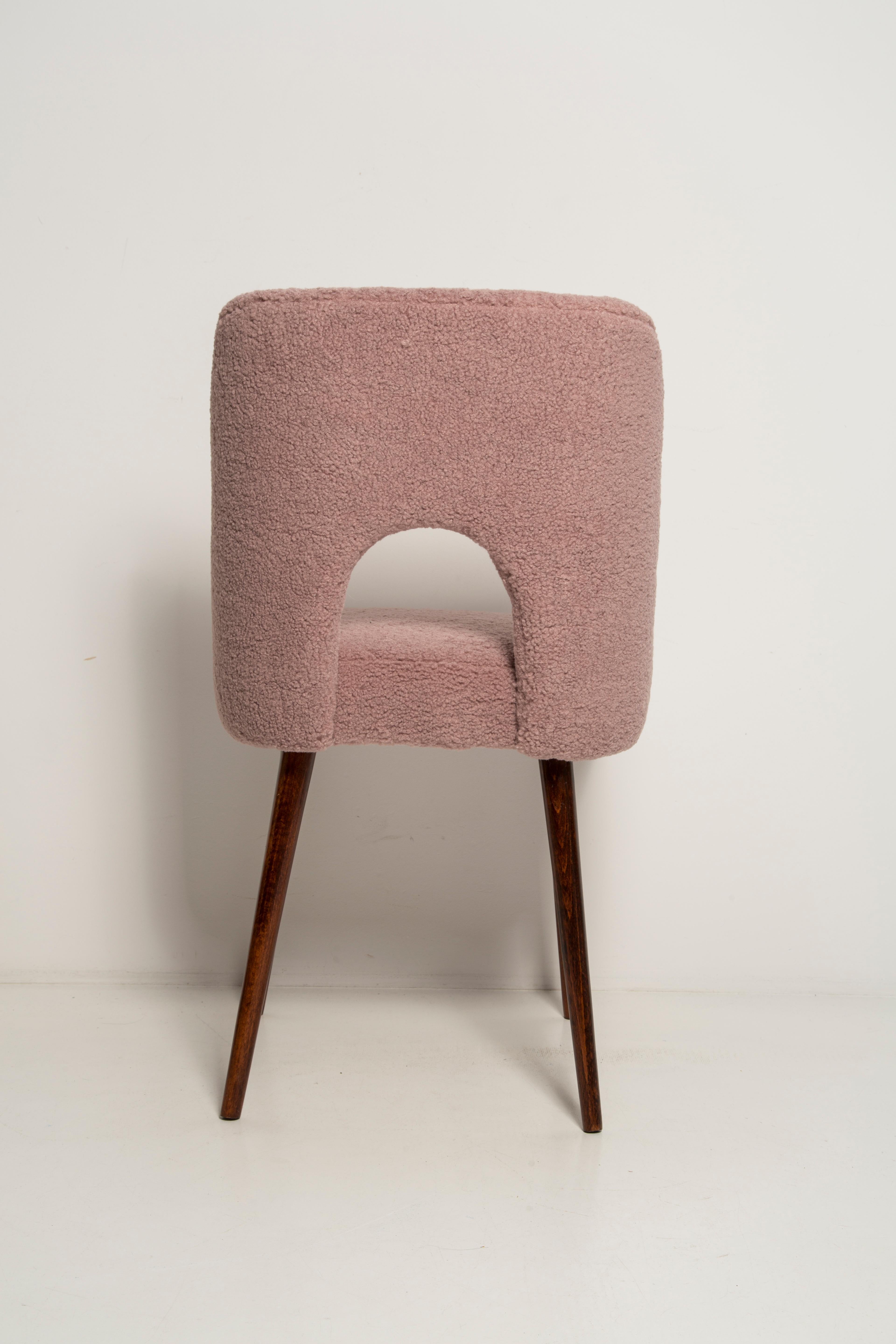 Midcentury Pink Bouclé 'Shell' Chair, Europe, 1960s For Sale 1