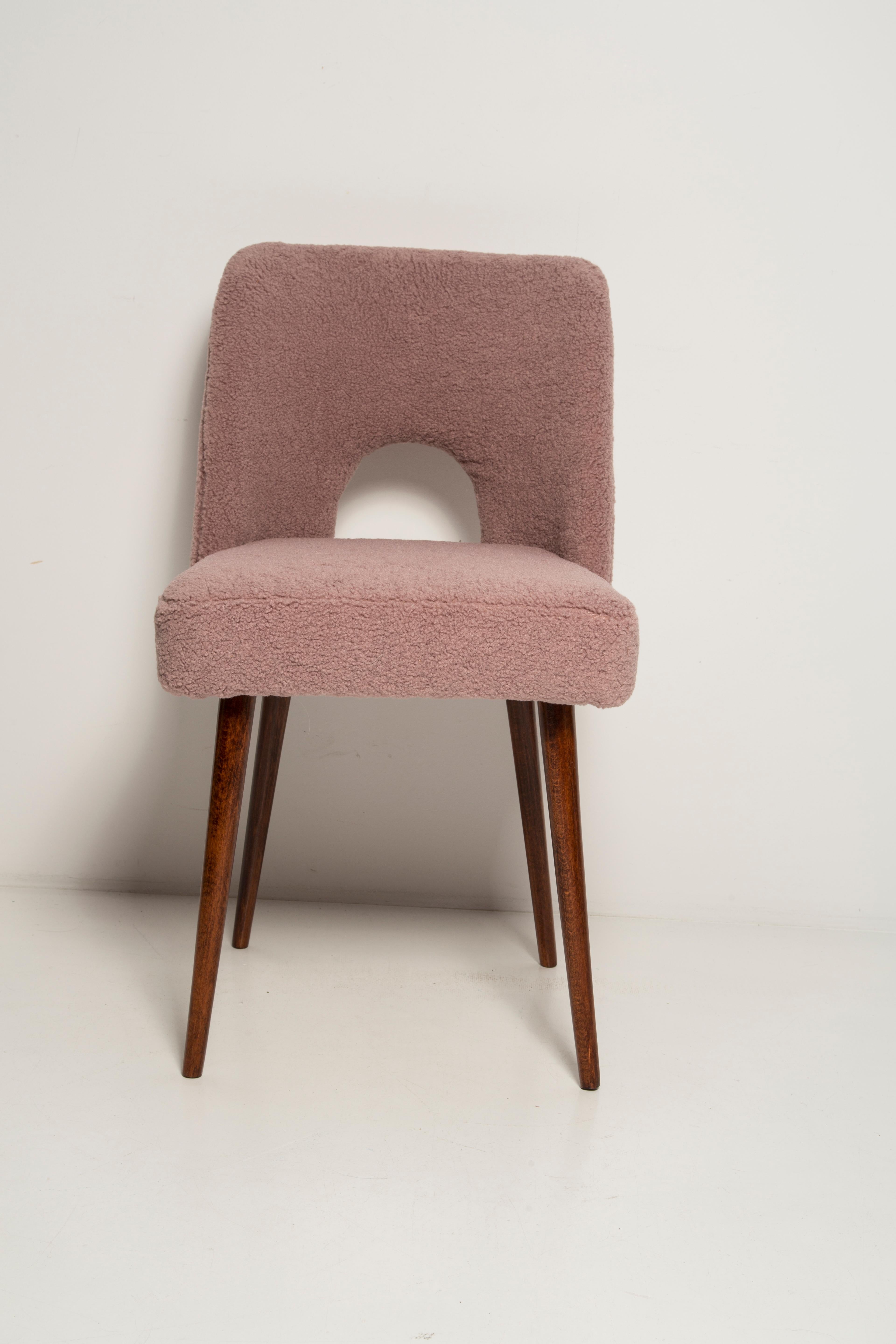 Midcentury Pink Bouclé 'Shell' Chair, Europe, 1960s For Sale 2