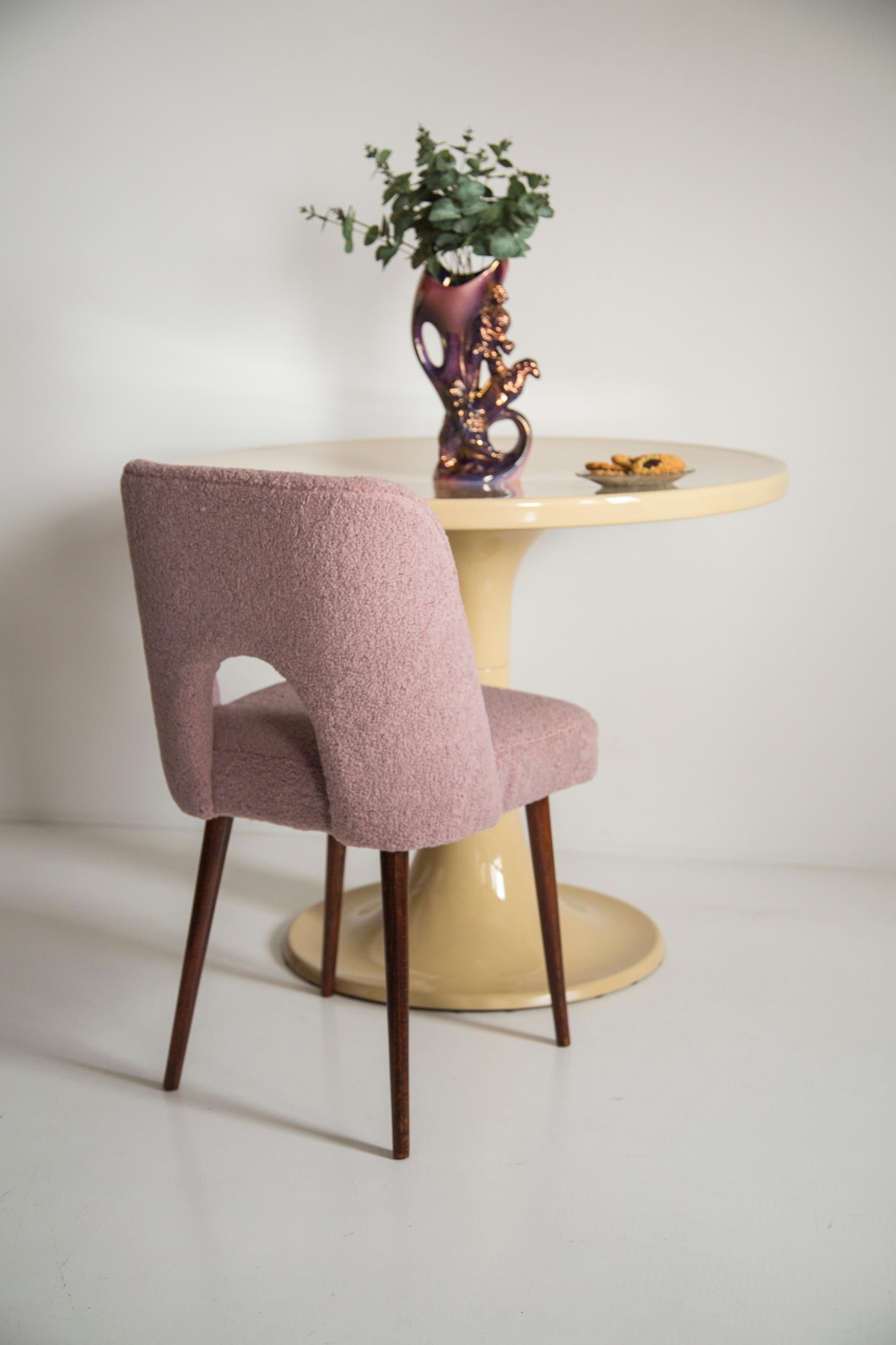 Mid-Century Modern Midcentury Pink Bouclé 'Shell' Chair, Europe, 1960s For Sale