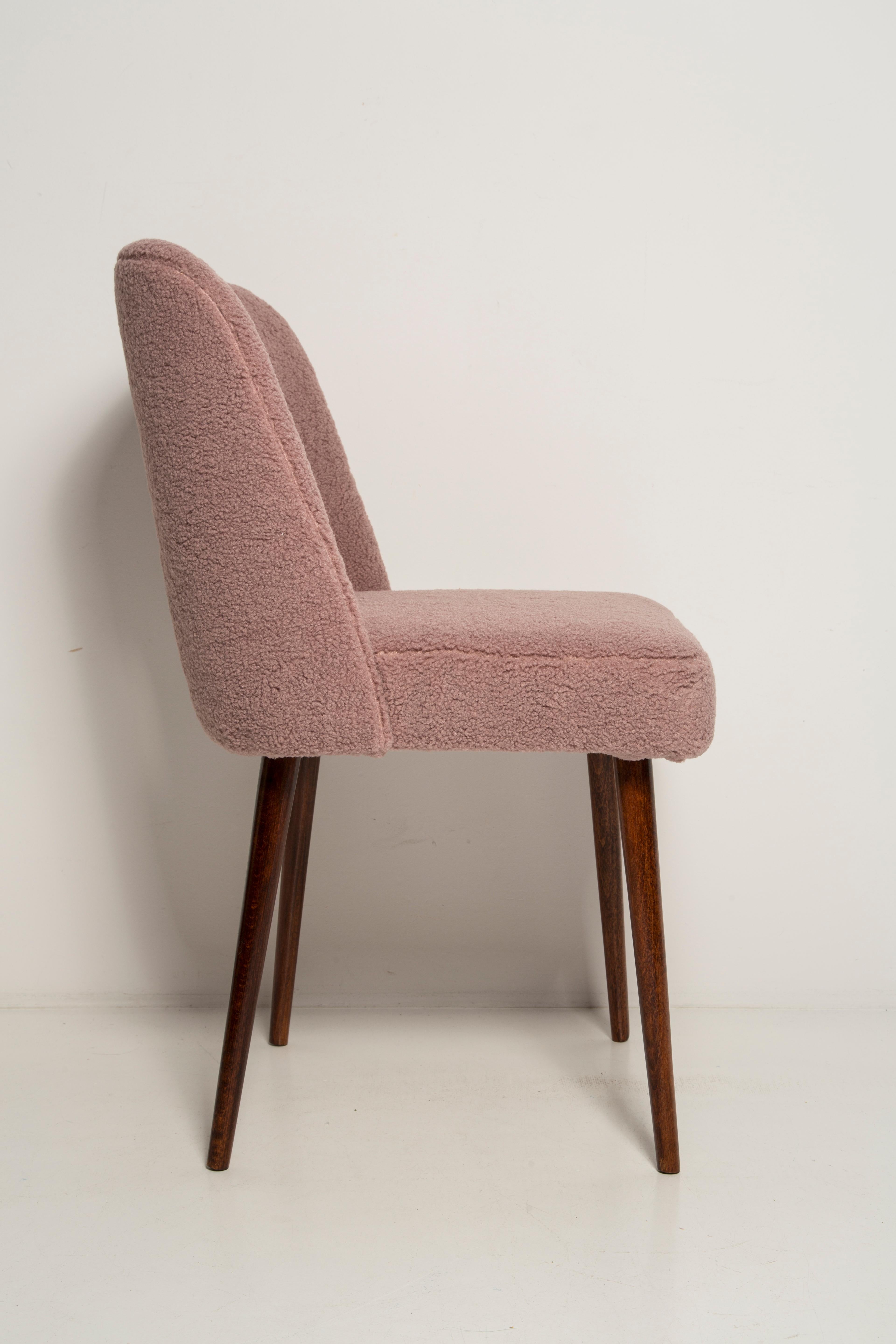 20th Century Midcentury Pink Bouclé 'Shell' Chair, Europe, 1960s For Sale