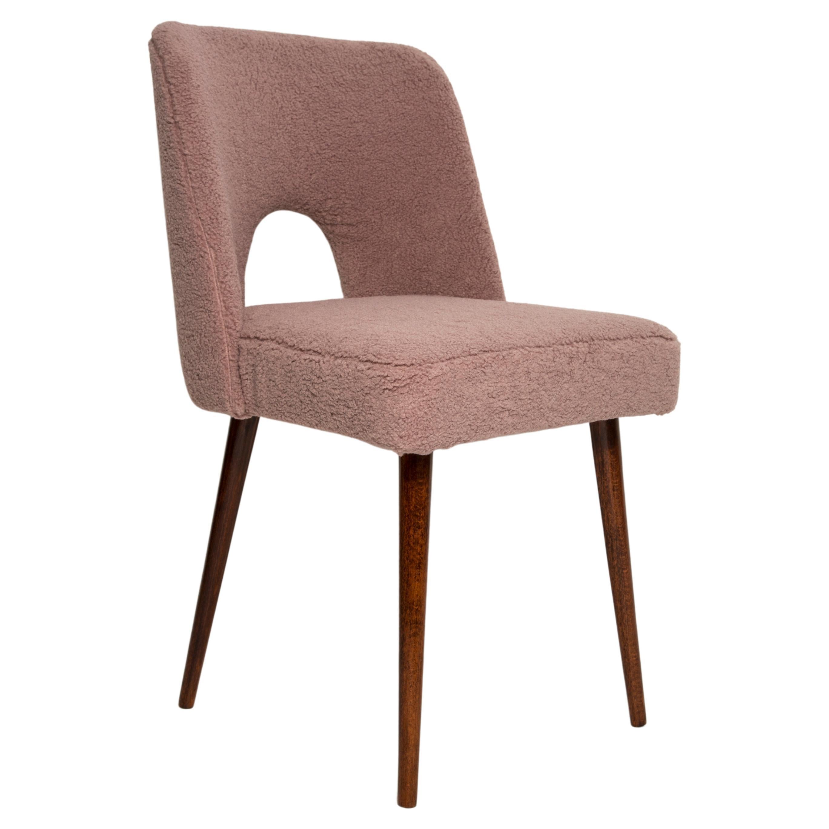 Midcentury Pink Bouclé 'Shell' Chair, Europe, 1960s For Sale
