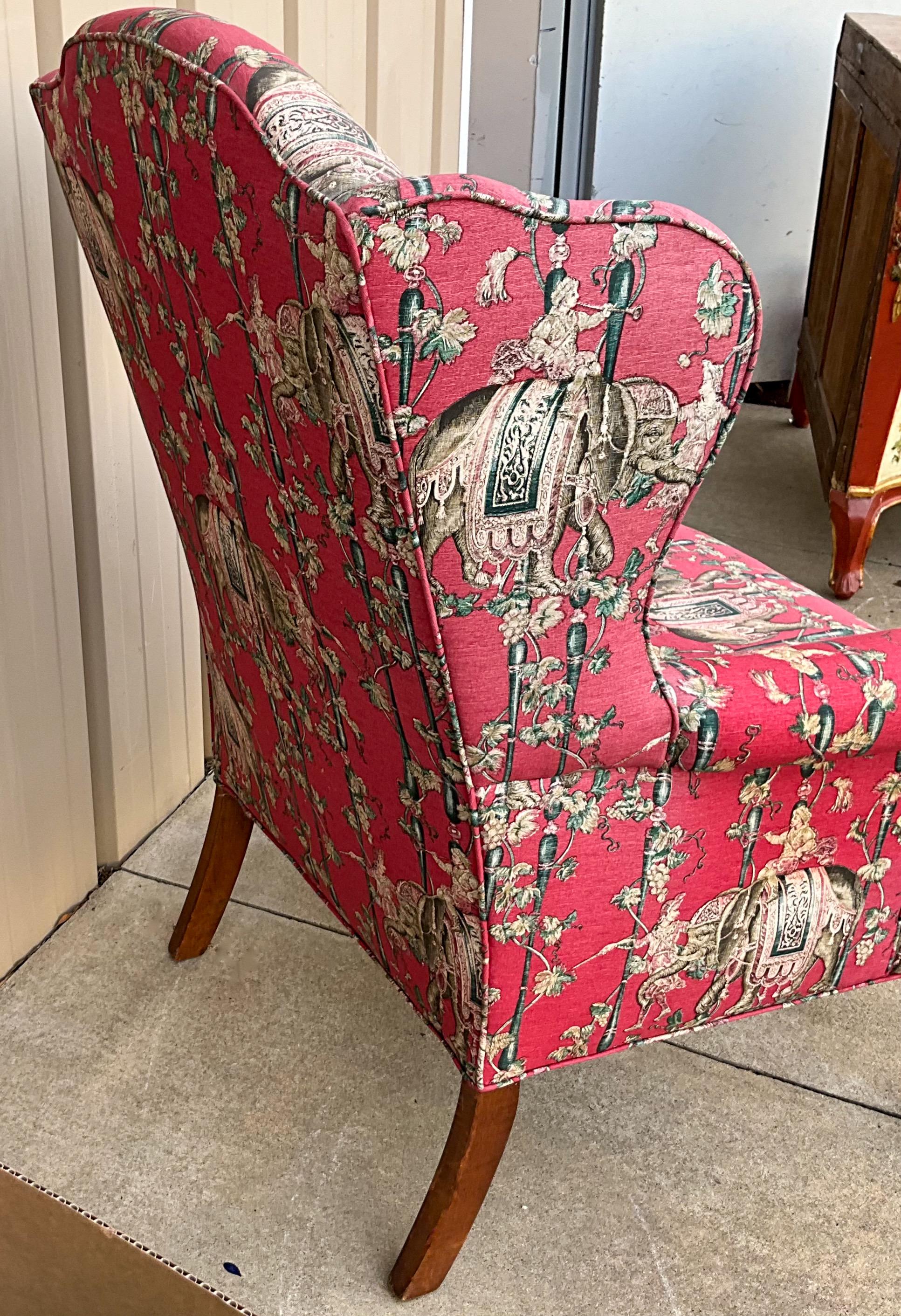 vintage pink wingback chair
