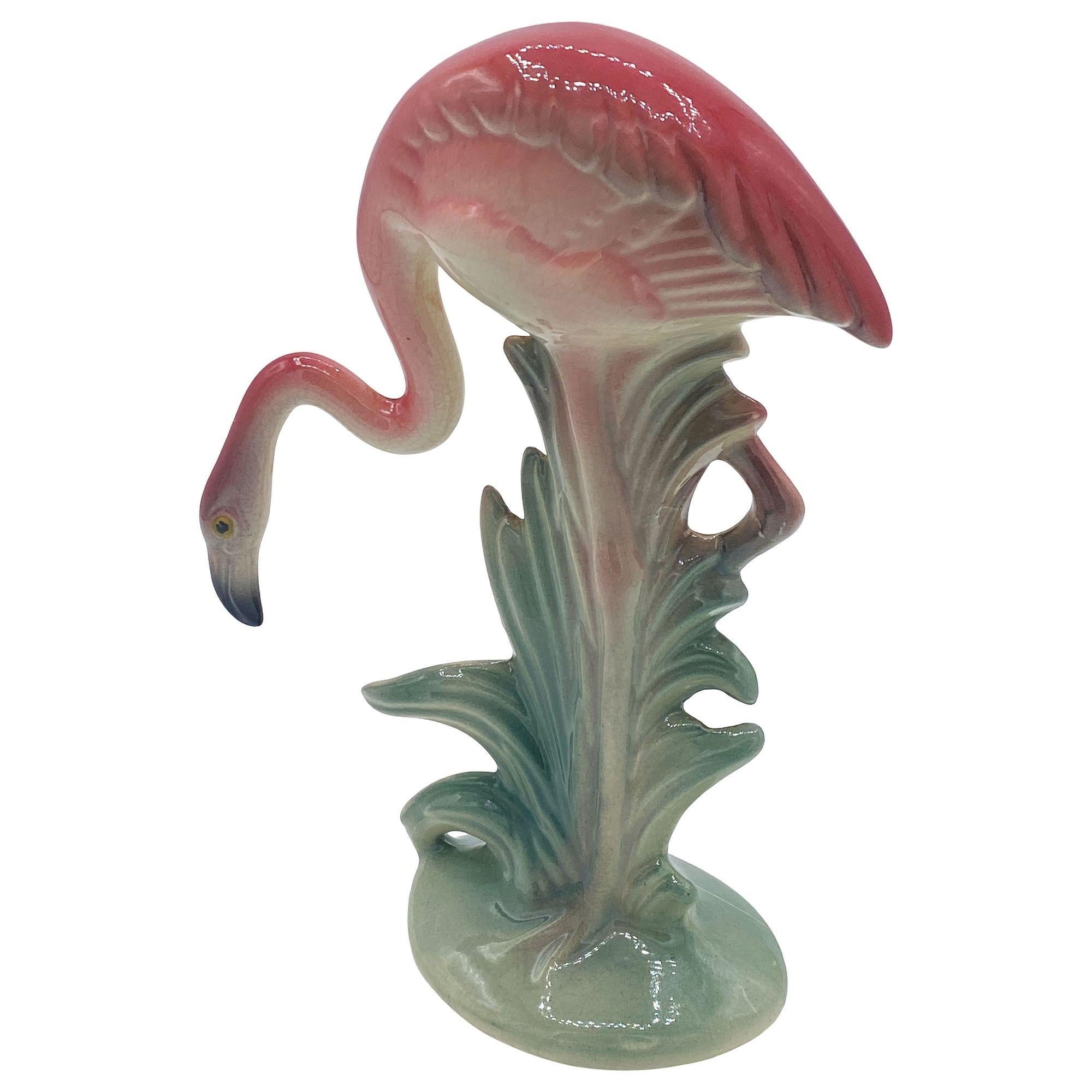 Set di sculture da tavolo in ceramica di Brad Keeler, metà del secolo scorso, con fenicottero che beve. in vendita 3