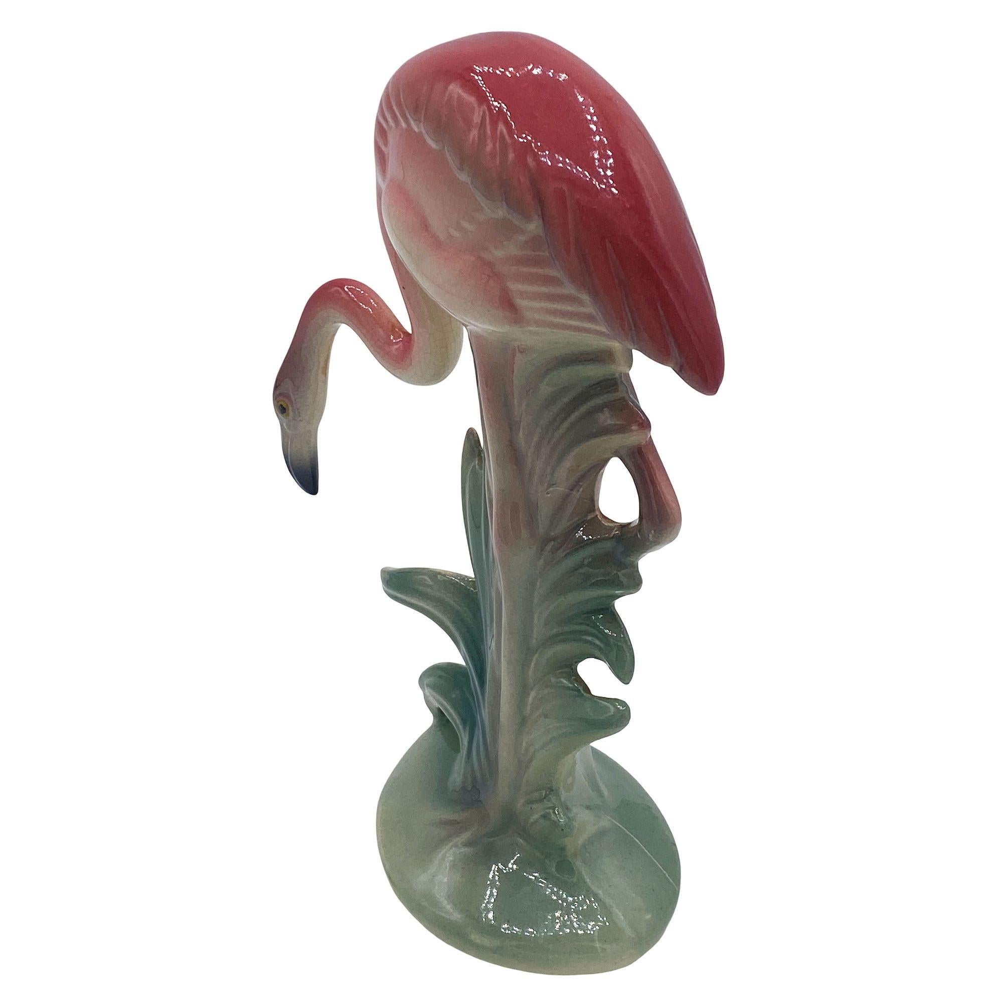 Set di sculture da tavolo in ceramica di Brad Keeler, metà del secolo scorso, con fenicottero che beve. in vendita 4