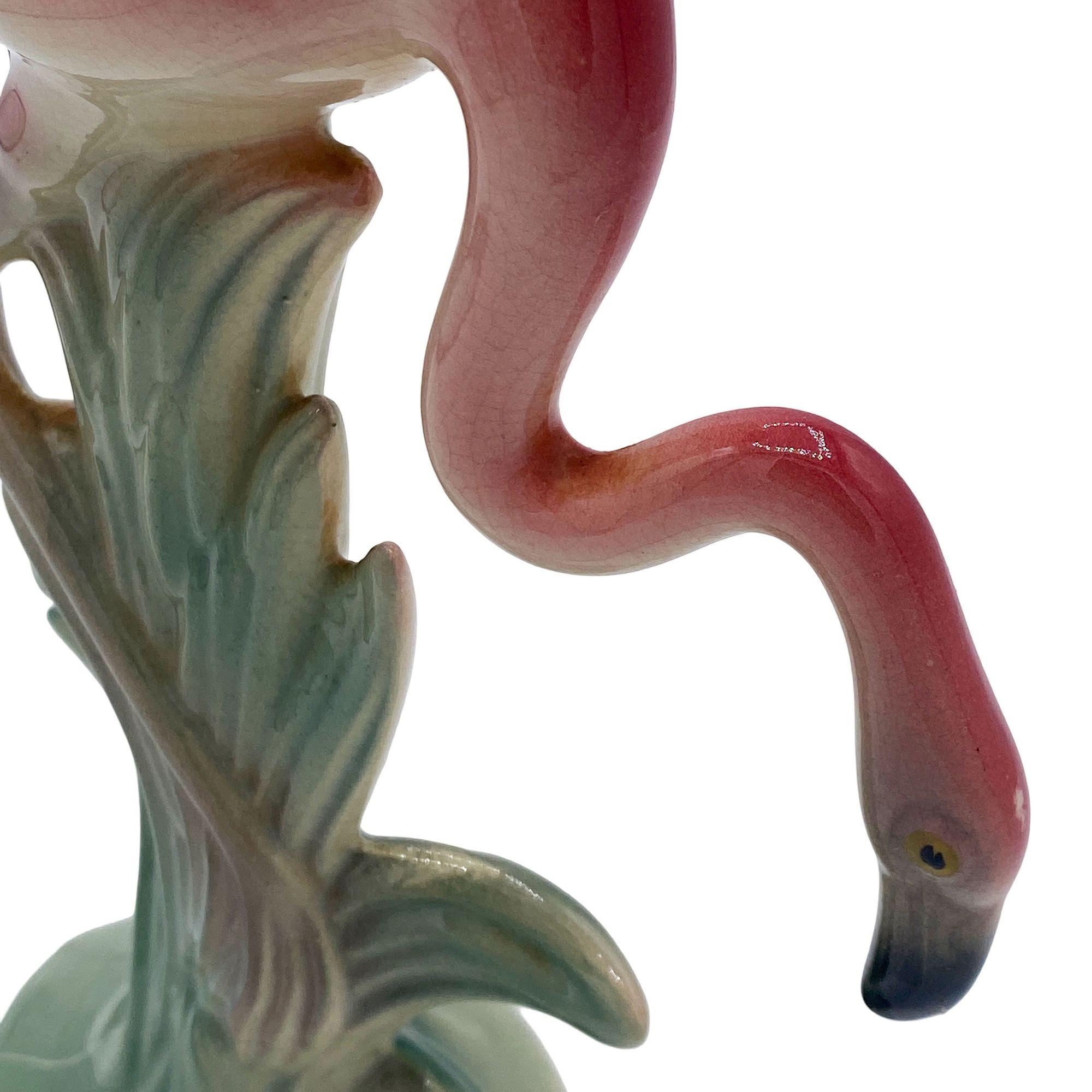 Set di sculture da tavolo in ceramica di Brad Keeler, metà del secolo scorso, con fenicottero che beve. in vendita 6