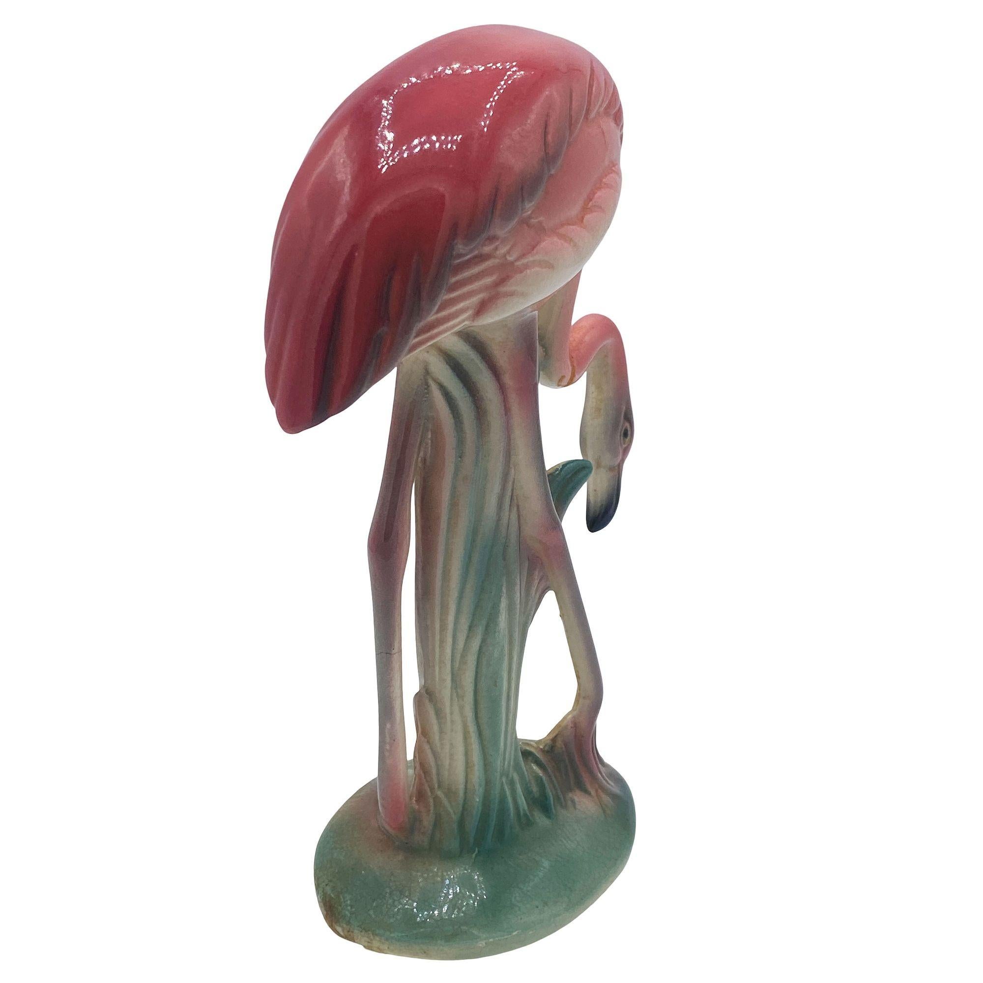Americano Set di sculture da tavolo in ceramica di Brad Keeler, metà del secolo scorso, con fenicottero che beve. in vendita
