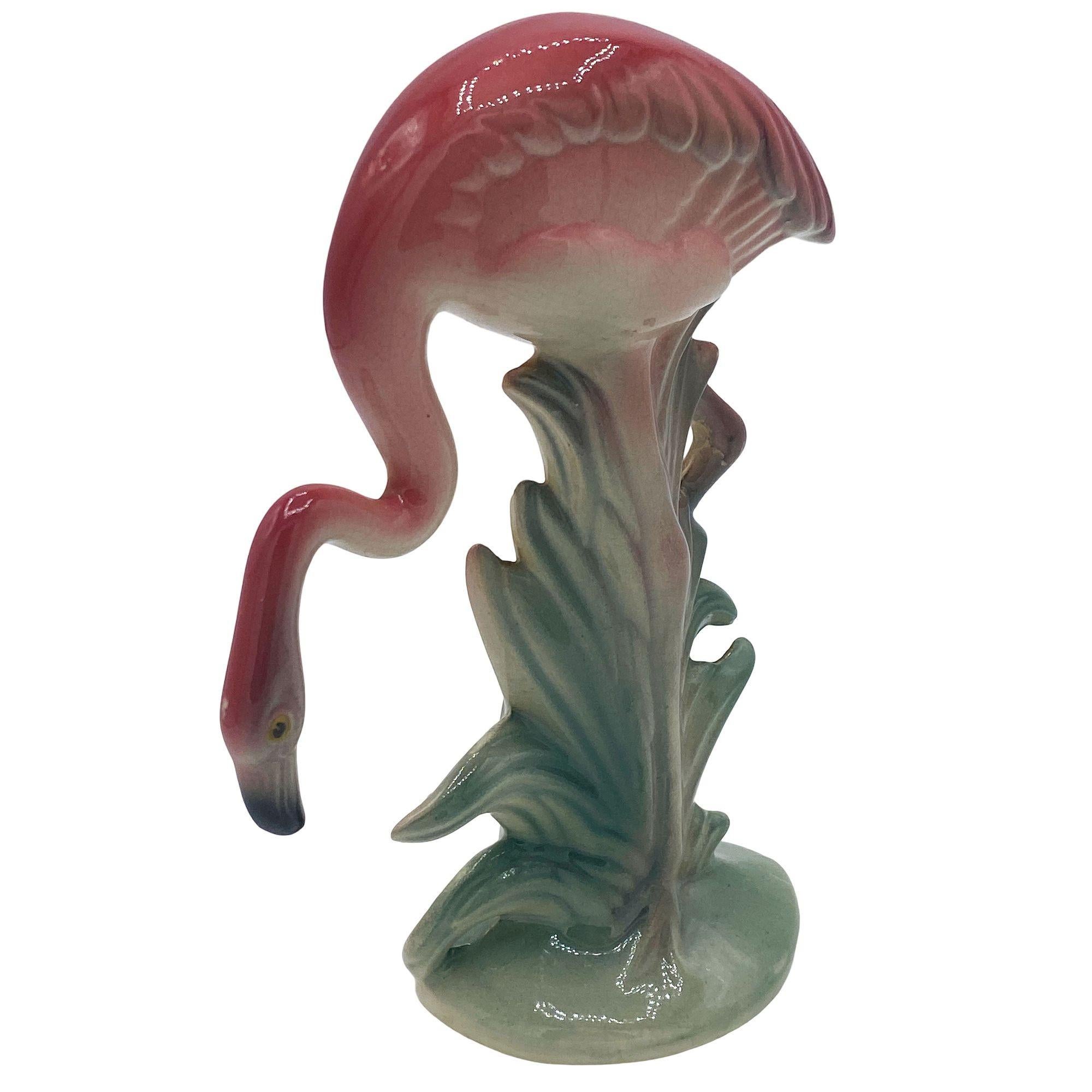Set di sculture da tavolo in ceramica di Brad Keeler, metà del secolo scorso, con fenicottero che beve. in vendita 2