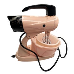 Mid-century Pink Enameled Model 12 Mixmaster Electric Mixer by Sunbeam w/ Bowls