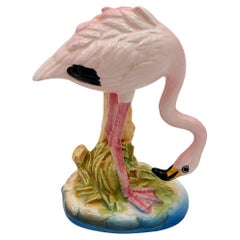 Mid-century Pink Flamingo Ceramic Tabletop Statue By Norcest