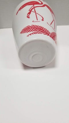 Mid Century Pink Flamingo Milk Glass Vase by Anchor Hocking Vitrock