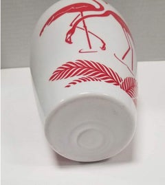 Mid Century Pink Flamingo Milk Glass Vase by Anchor Hocking Vitrock