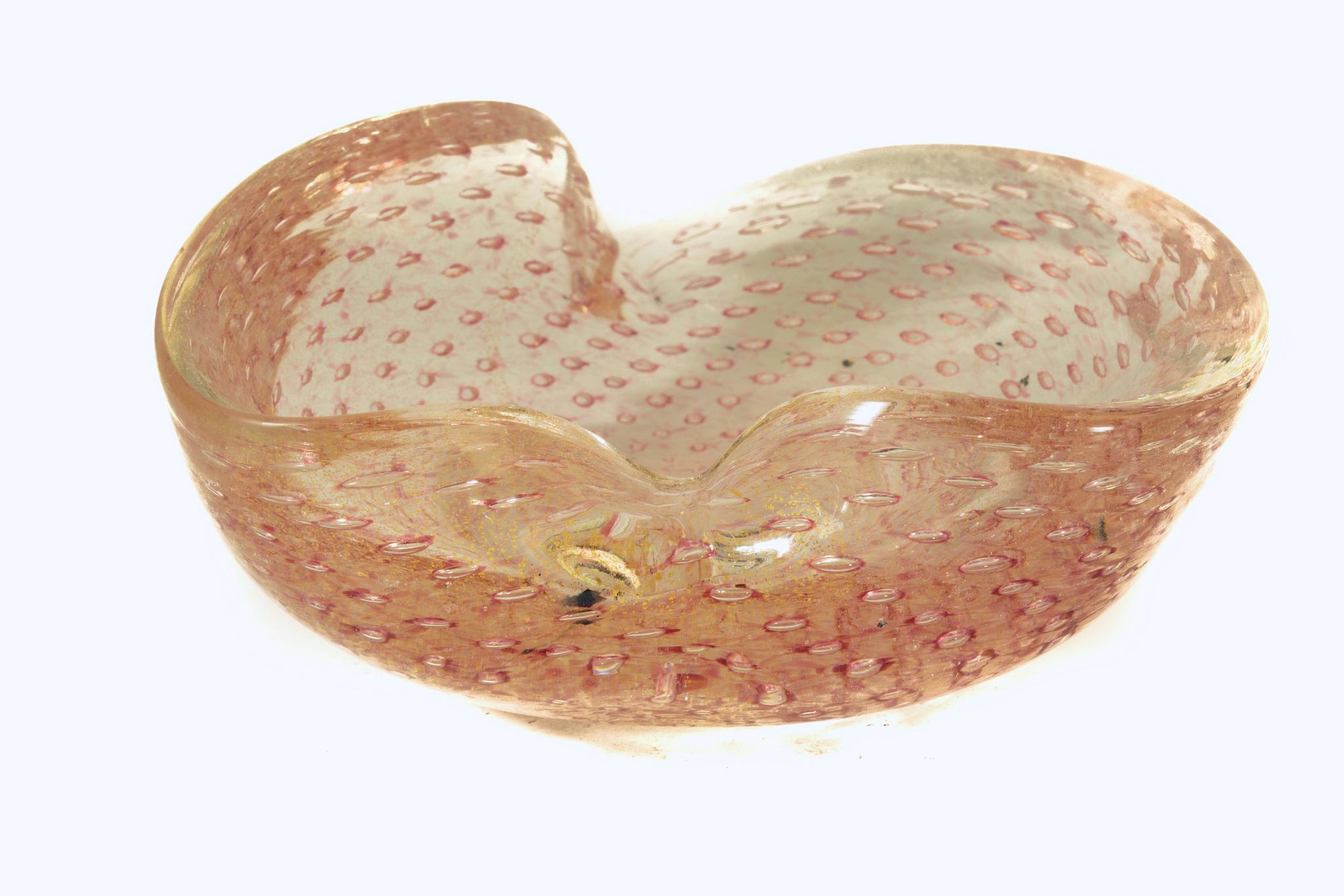 Mid Century Seguso Pink Glass Bowl Murano  1