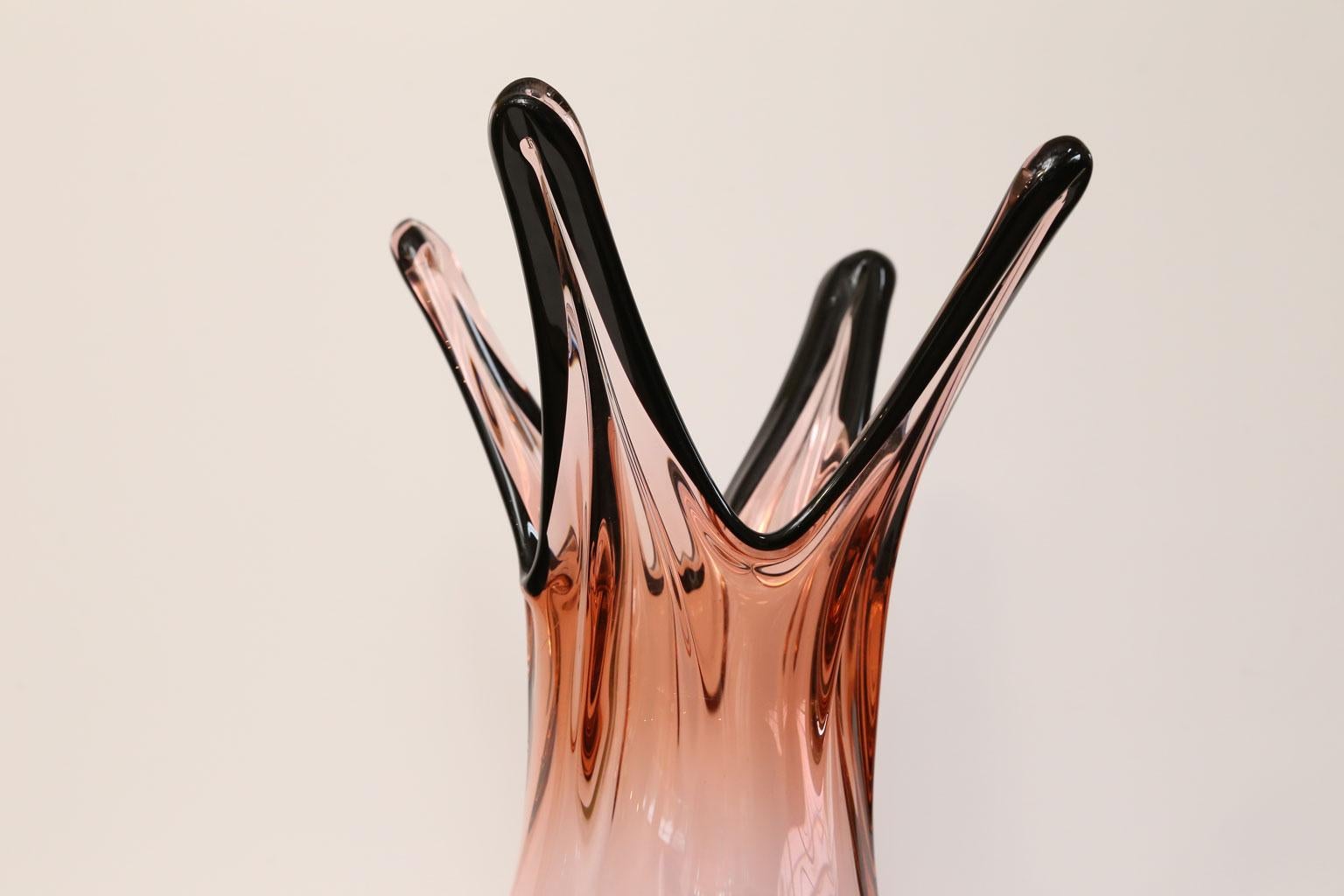 Mid-Century Modern Midcentury, Monumental Pink Glass Vase by Val St Lambert
