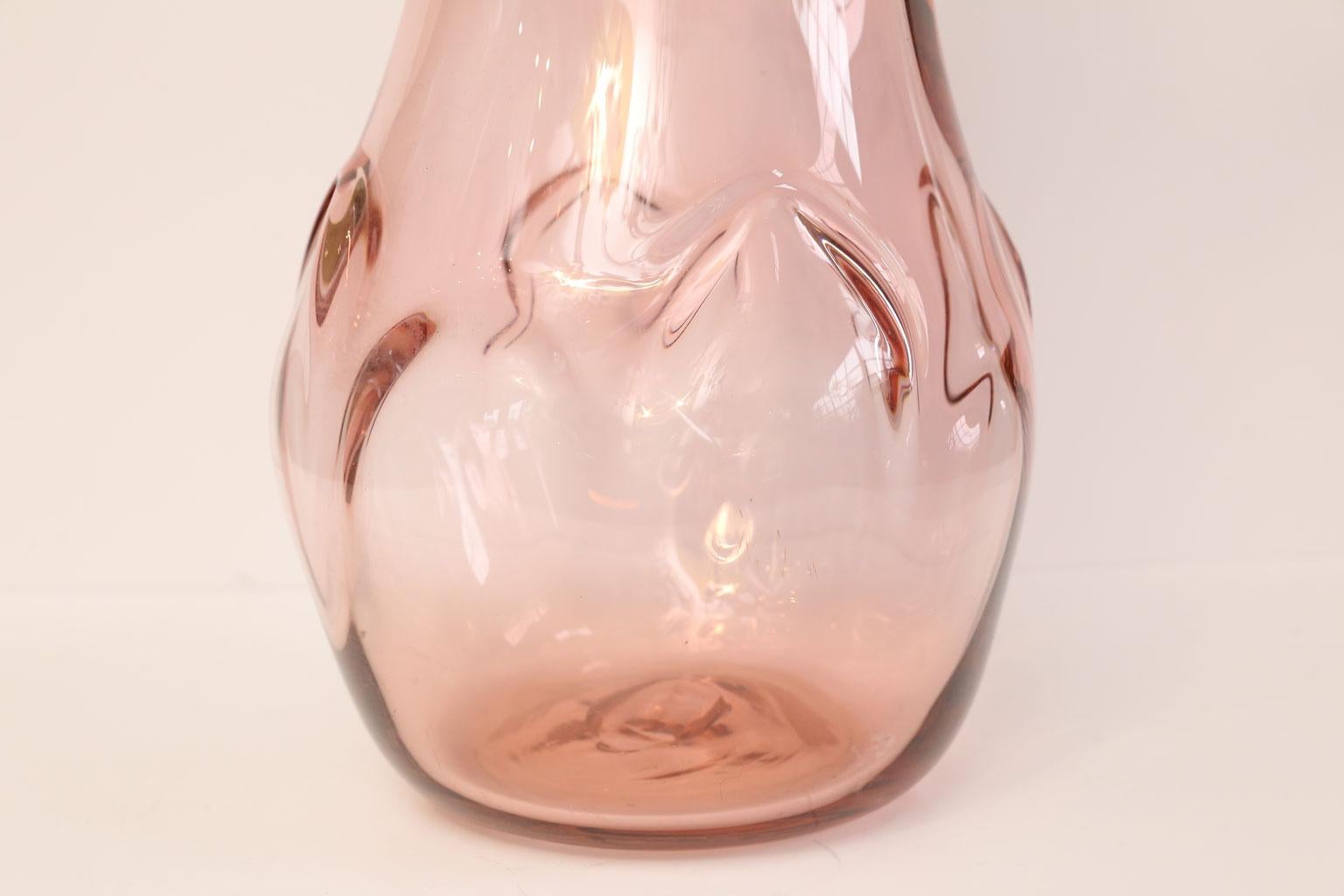 Belgian Midcentury, Monumental Pink Glass Vase by Val St Lambert
