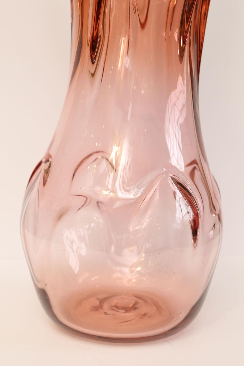 Mid-20th Century Midcentury, Monumental Pink Glass Vase by Val St Lambert
