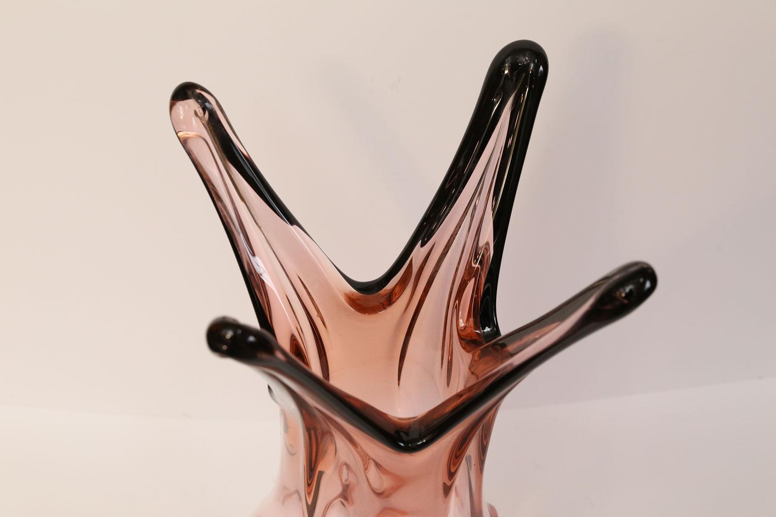Blown Glass Midcentury, Monumental Pink Glass Vase by Val St Lambert