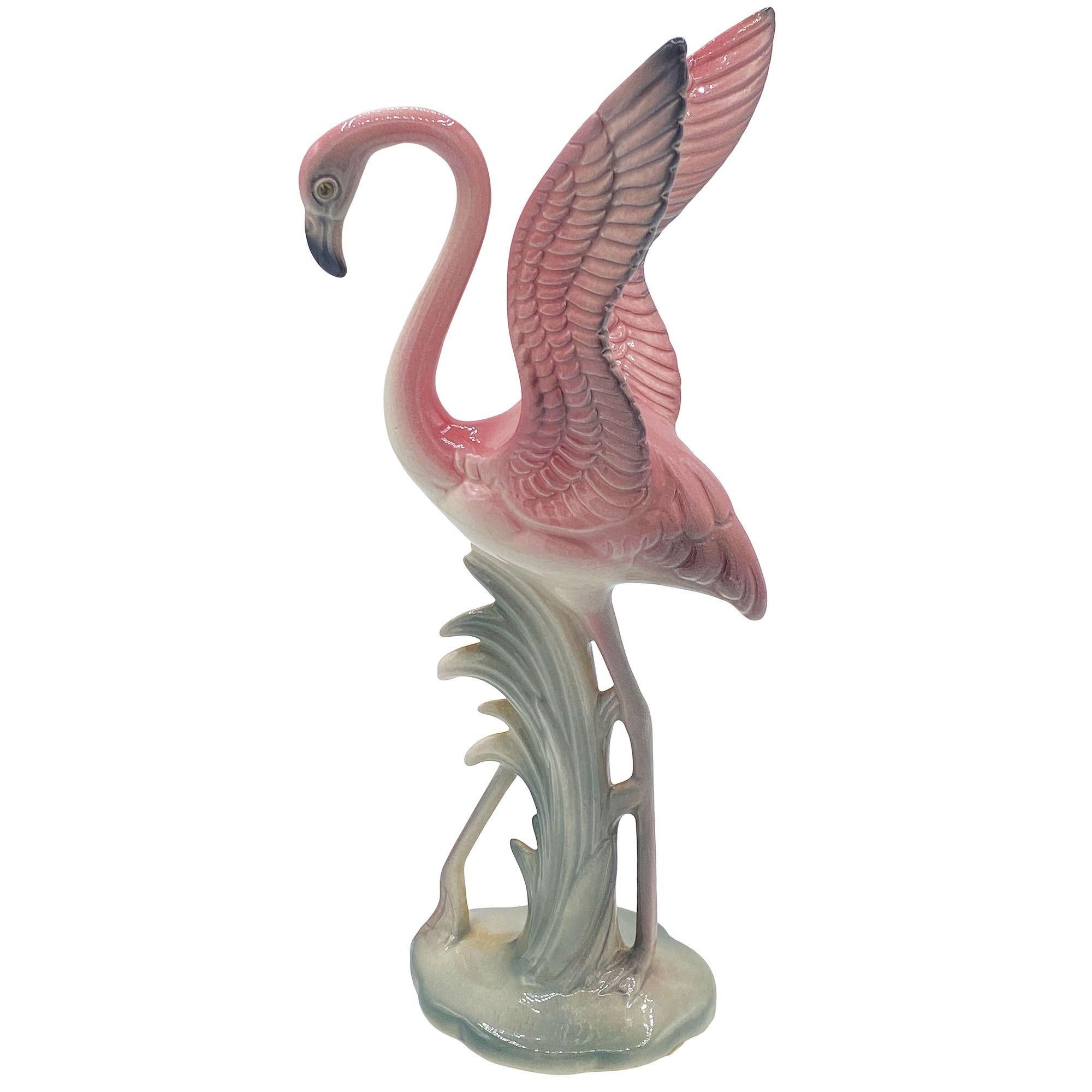 Mid-century Pink & Green Flamingo Ceramic Tabletop Sculpture Pair By Brad Keeler For Sale 4