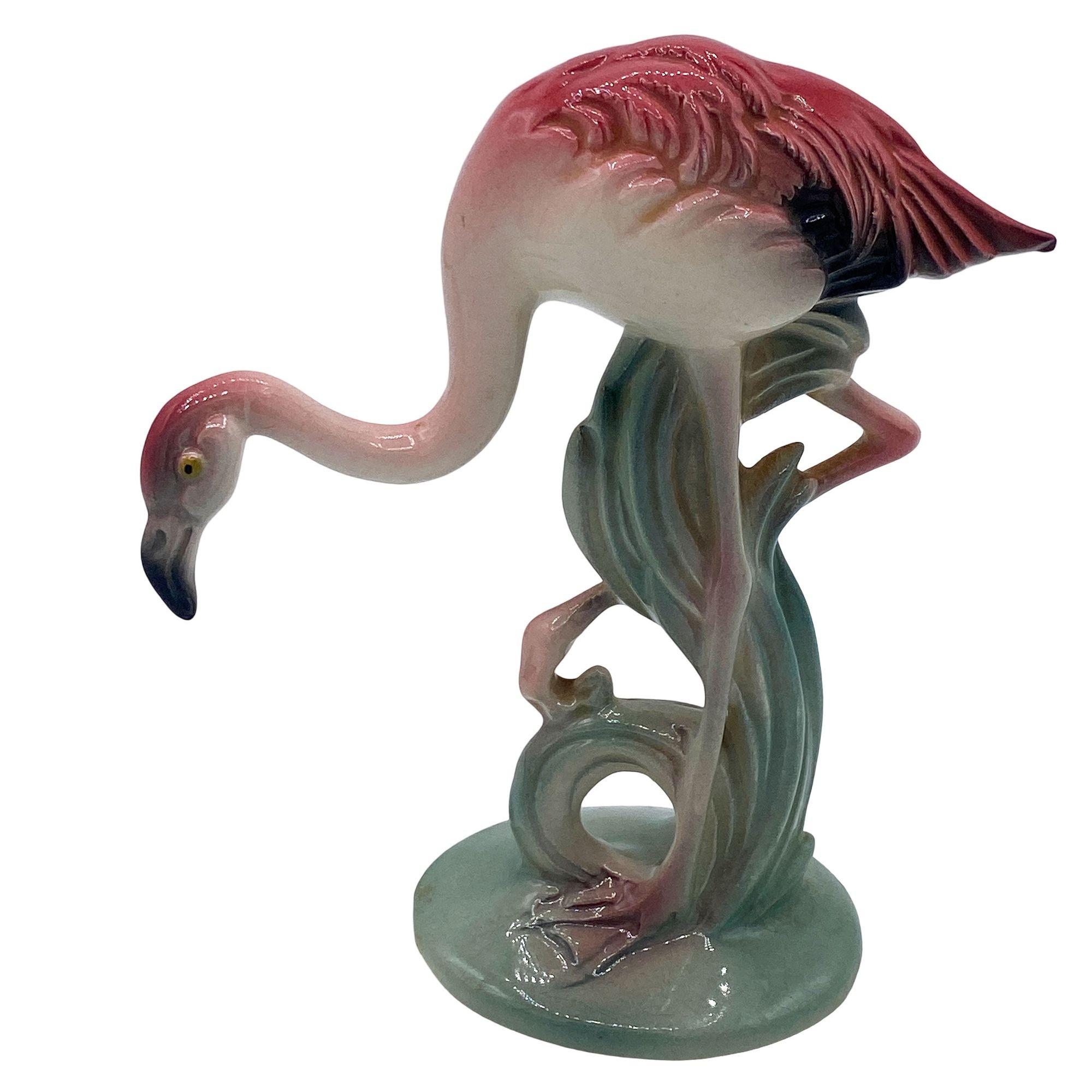Mid-century Pink & Green Flamingo Ceramic Tabletop Sculpture Pair By Brad Keeler For Sale 6