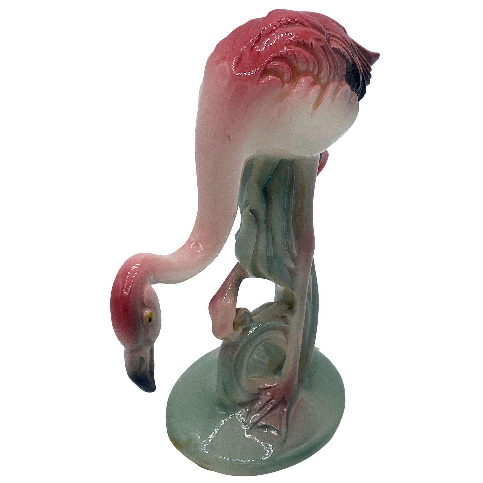 Mid-century Pink & Green Flamingo Ceramic Tabletop Sculpture Pair By Brad Keeler For Sale 7
