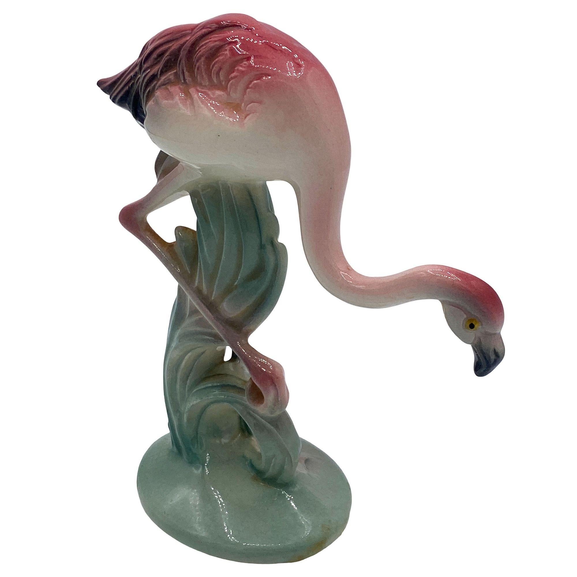 Mid-century Pink & Green Flamingo Ceramic Tabletop Sculpture Pair By Brad Keeler For Sale 8