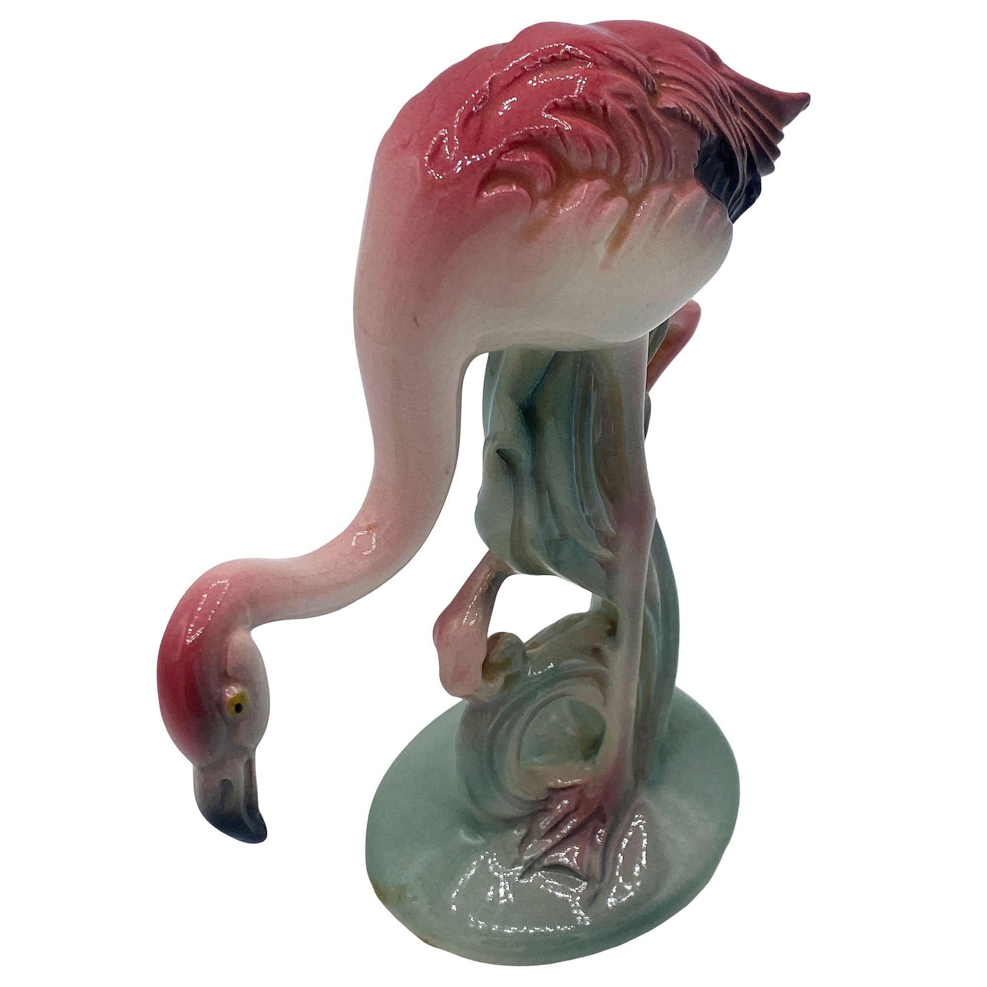 Mid-century Pink & Green Flamingo Ceramic Tabletop Sculpture Pair By Brad Keeler For Sale 11