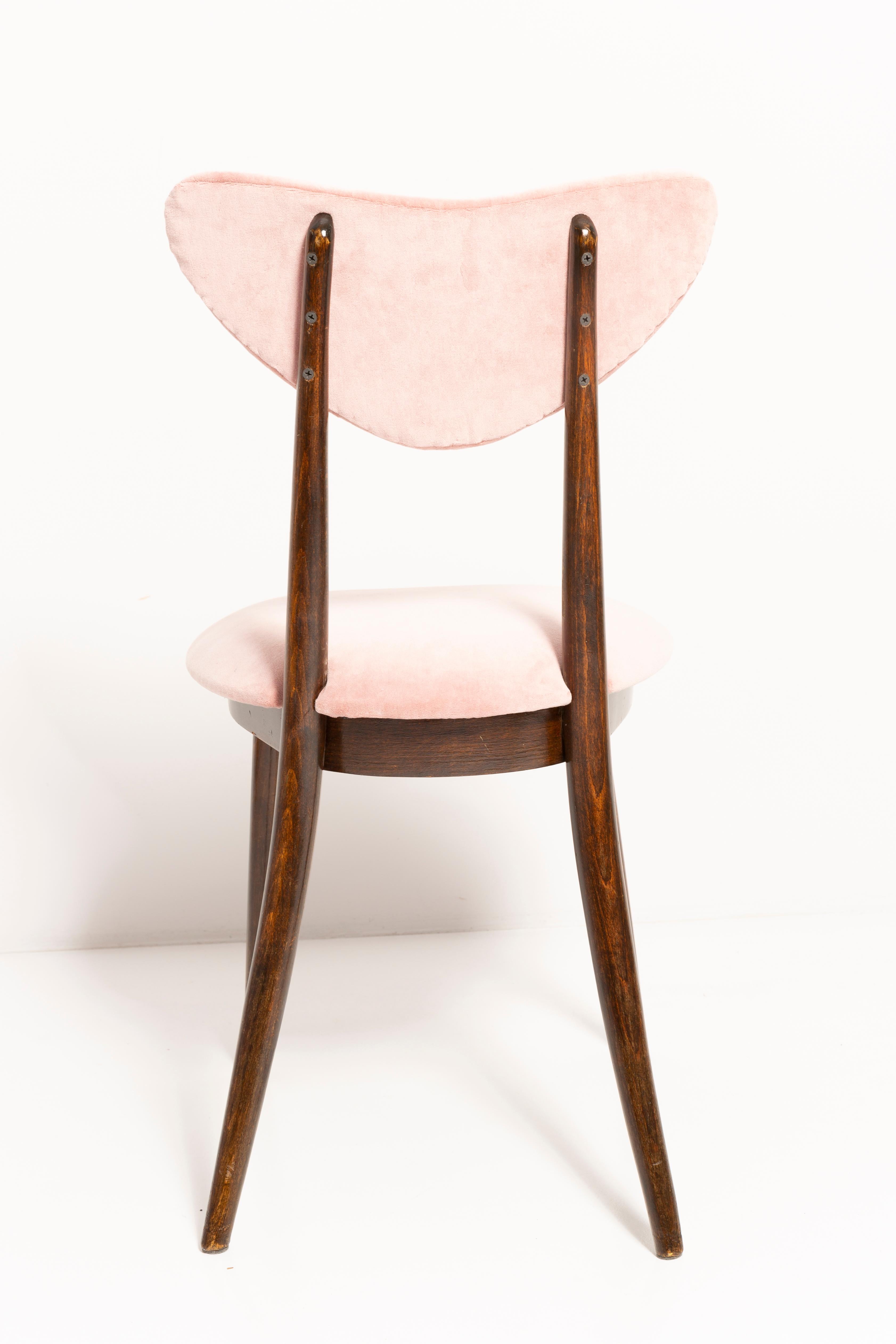 20th Century Mid Century Pink Heart Cotton-Velvet Chair, Europe, 1960s For Sale
