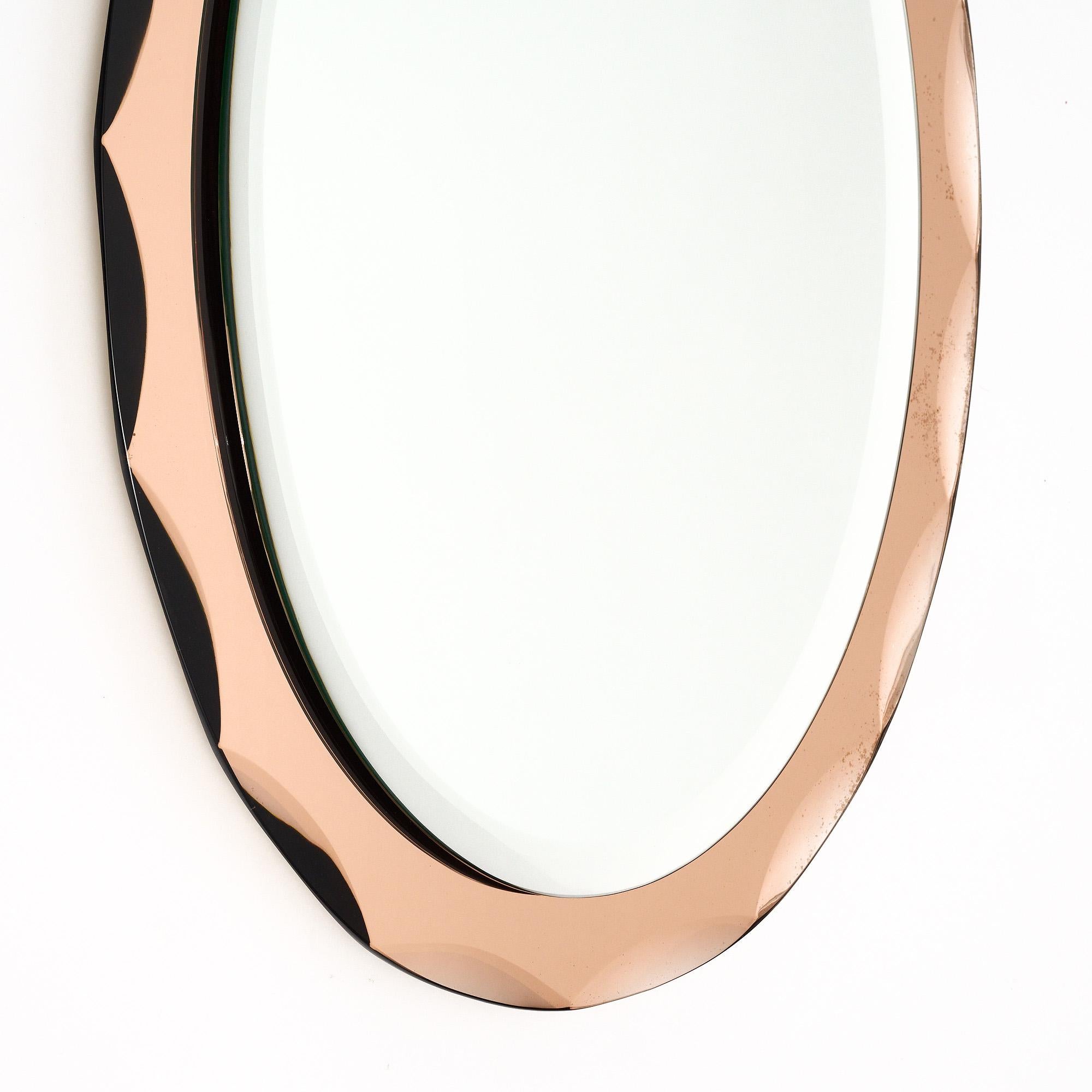 Mid-Century Modern Mid-Century Pink Italian Mirror For Sale