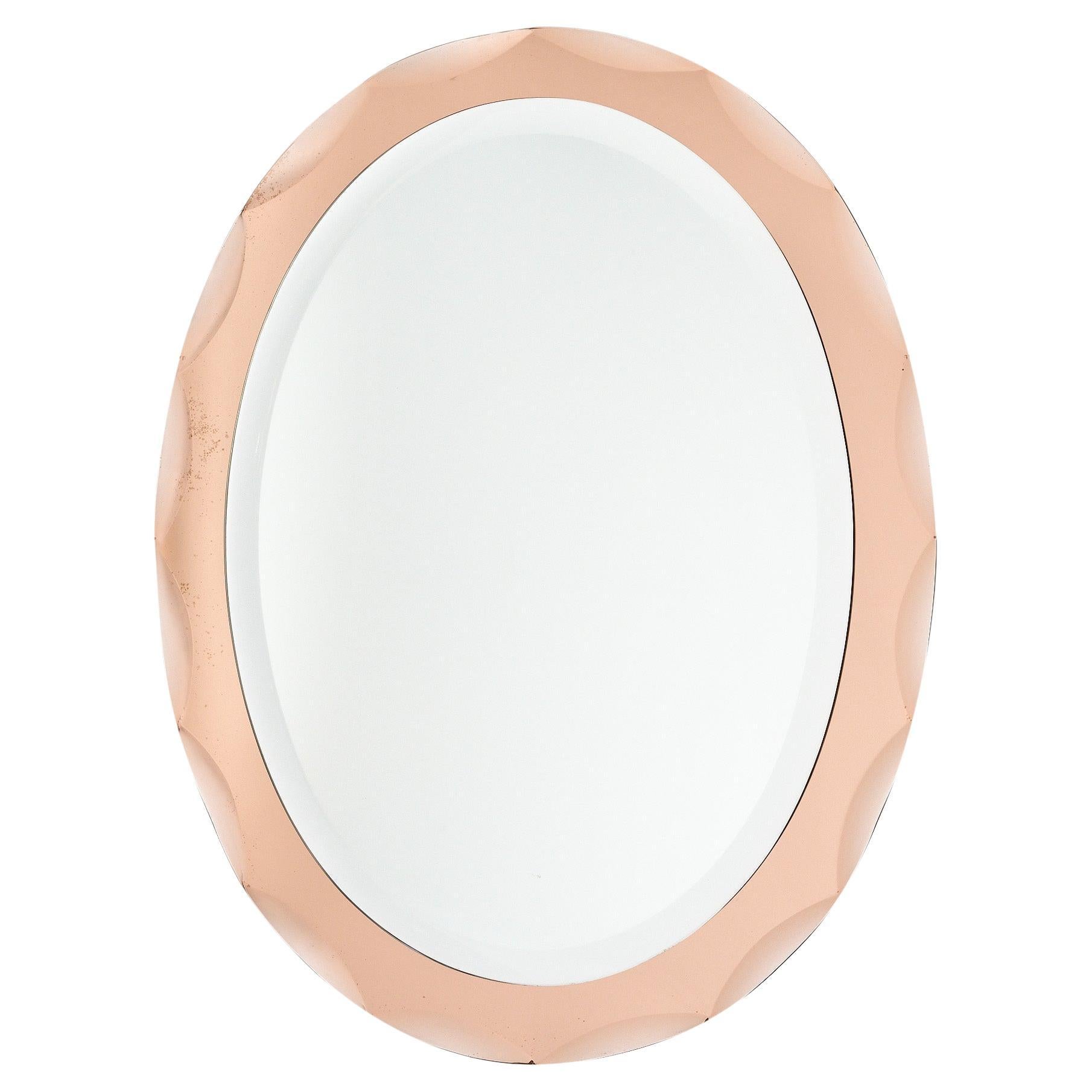 Mid-Century Pink Italian Mirror For Sale