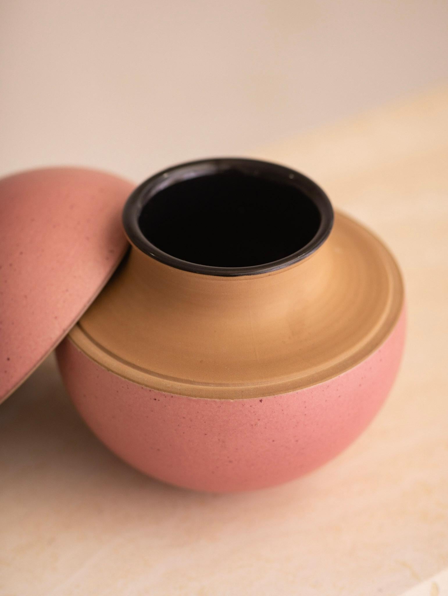 20th Century Mid-Century Pink Italian Pottery Vessel with Lid