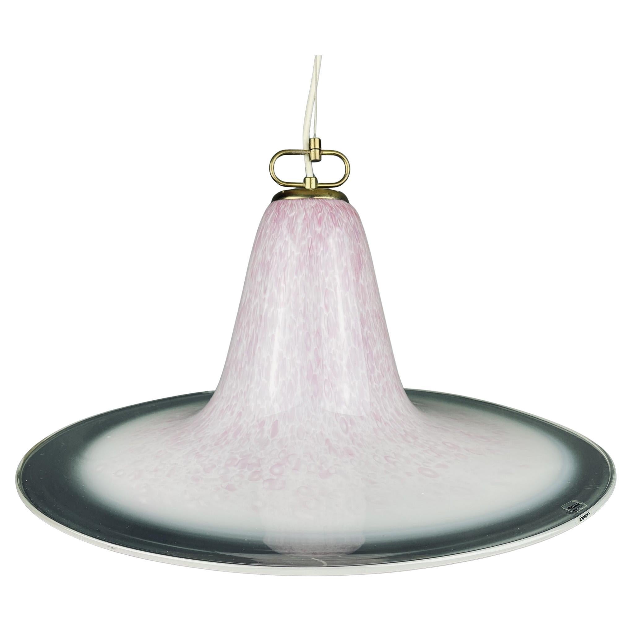 Lampe suspendue en verre de Murano rose du milieu du siècle par Veluce Italie 1970 en vente