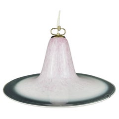 Lampe suspendue en verre de Murano rose du milieu du siècle par Veluce Italie 1970