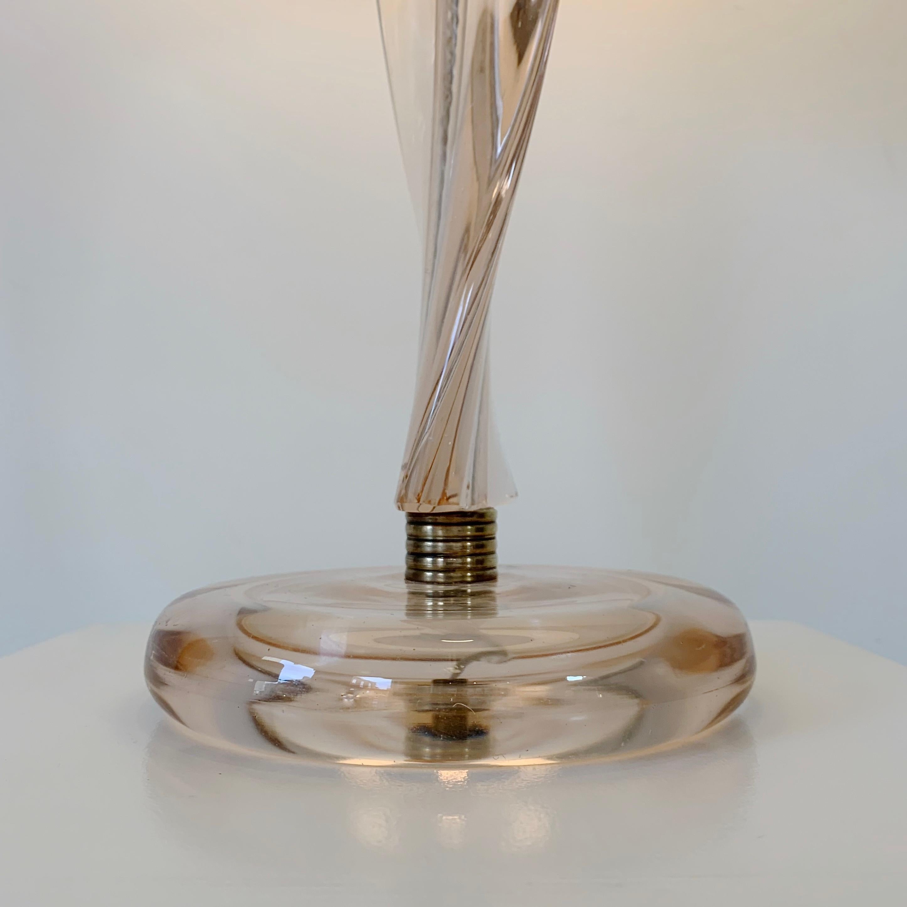 Blassrosa Murano-Glas-Tischlampe, um 1950, Italien. im Angebot 3