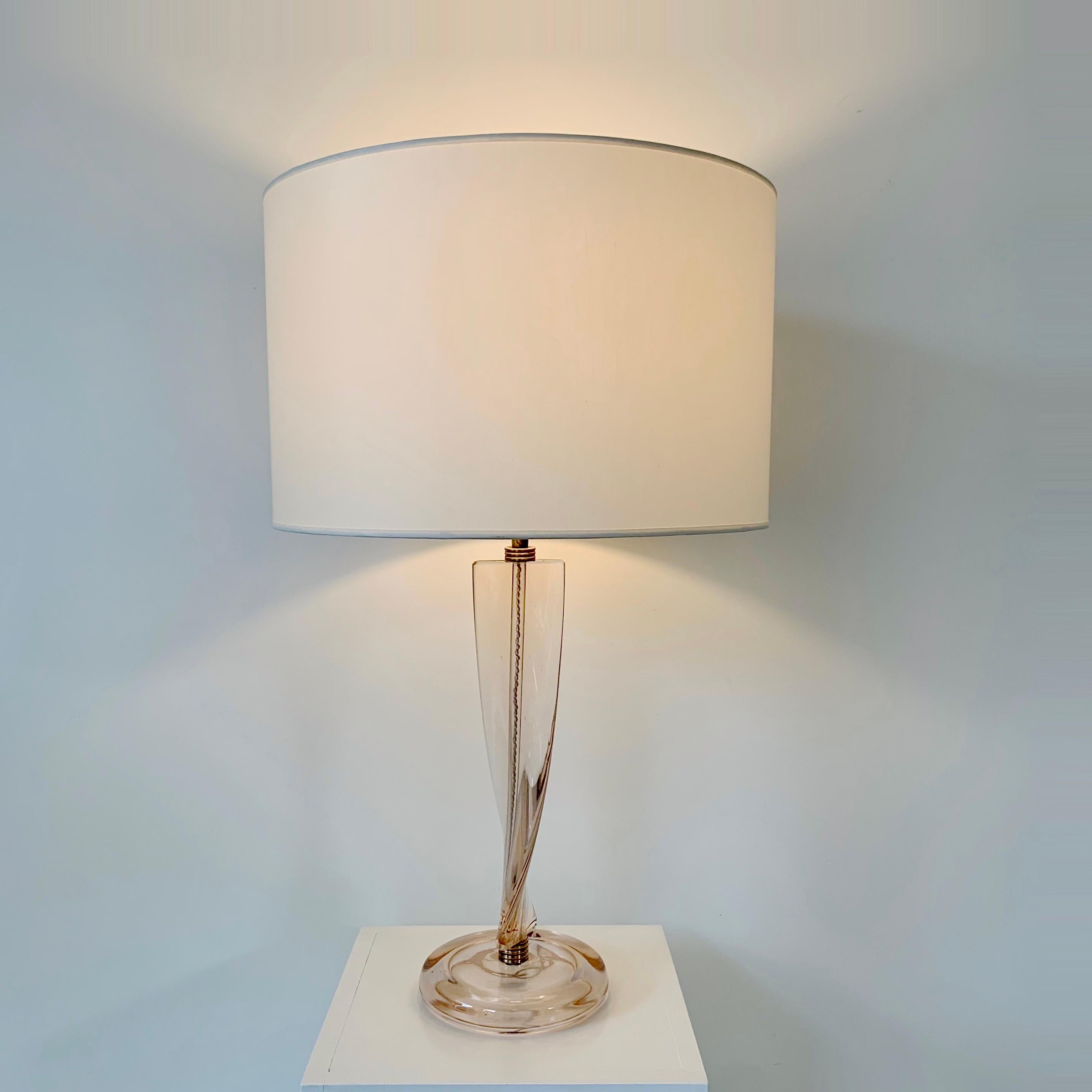 Pale Pink Murano Glass Table Lamp, circa 1950, Italy. For Sale 7