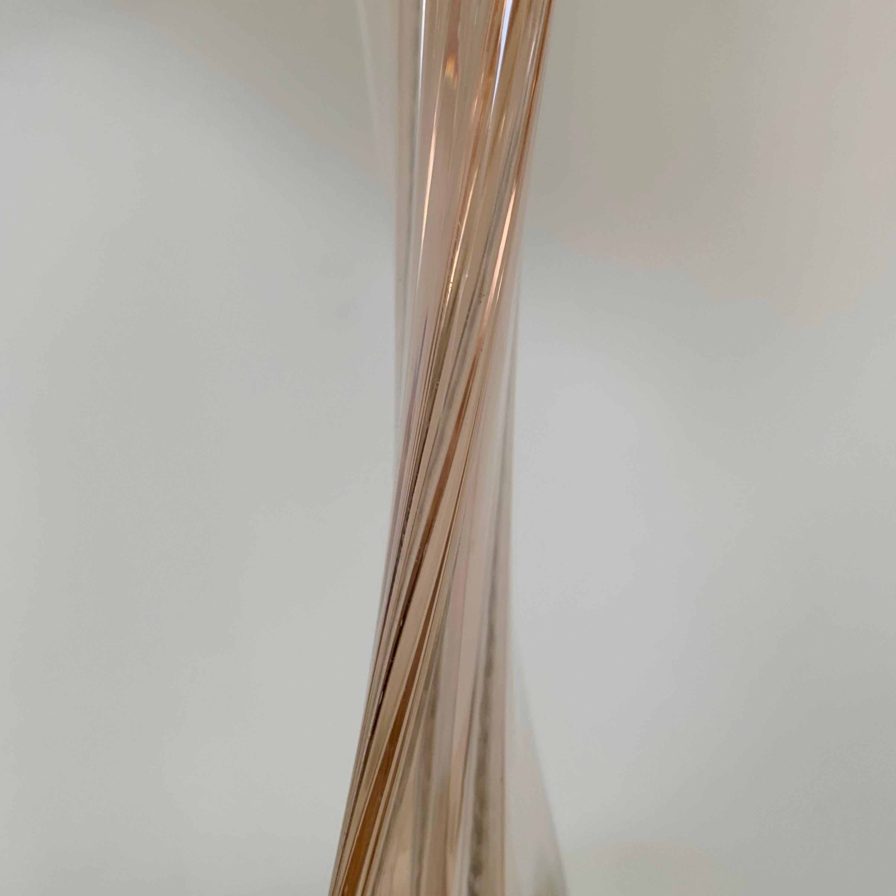 Fabric Pale Pink Murano Glass Table Lamp, circa 1950, Italy. For Sale