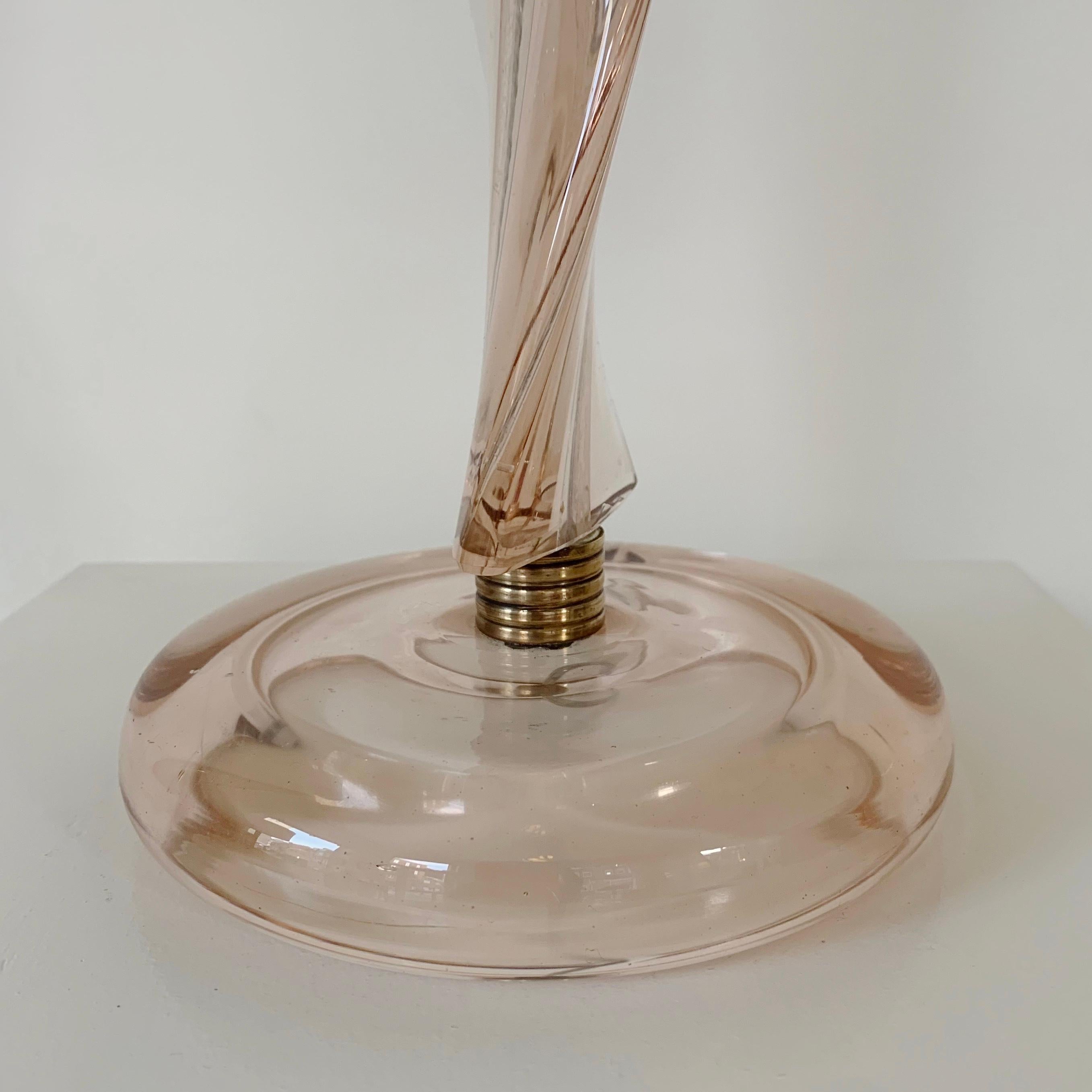 Blassrosa Murano-Glas-Tischlampe, um 1950, Italien. im Angebot 2