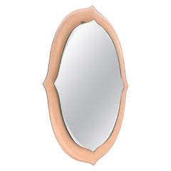 Miroir mural rose pêche du milieu du siècle dernier, dans le style de Cristal Art, Italie, années 1960