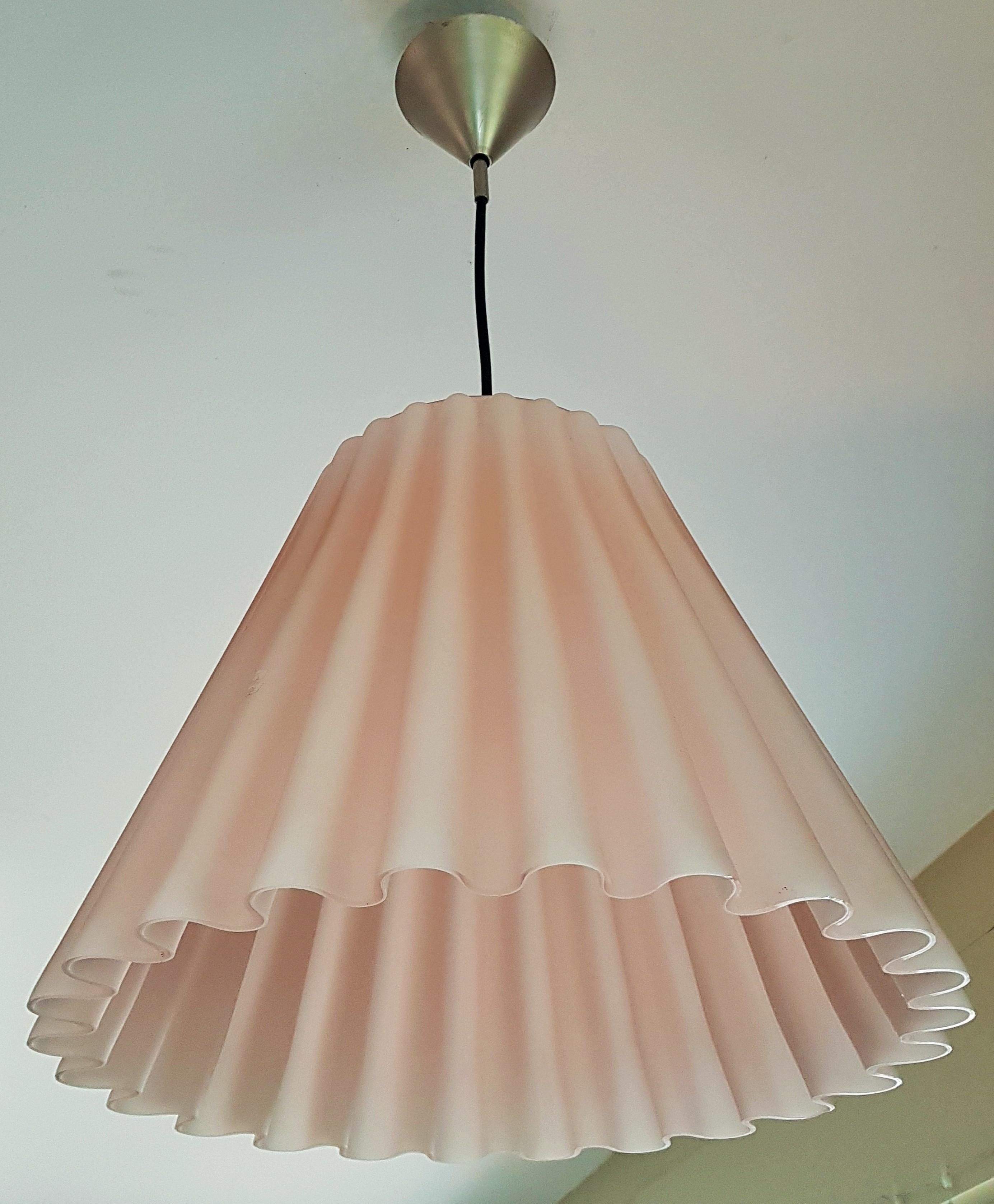 Mid-Century Pink Post Modern Murano Glass Pendant Chandelier, Italy 1980 5