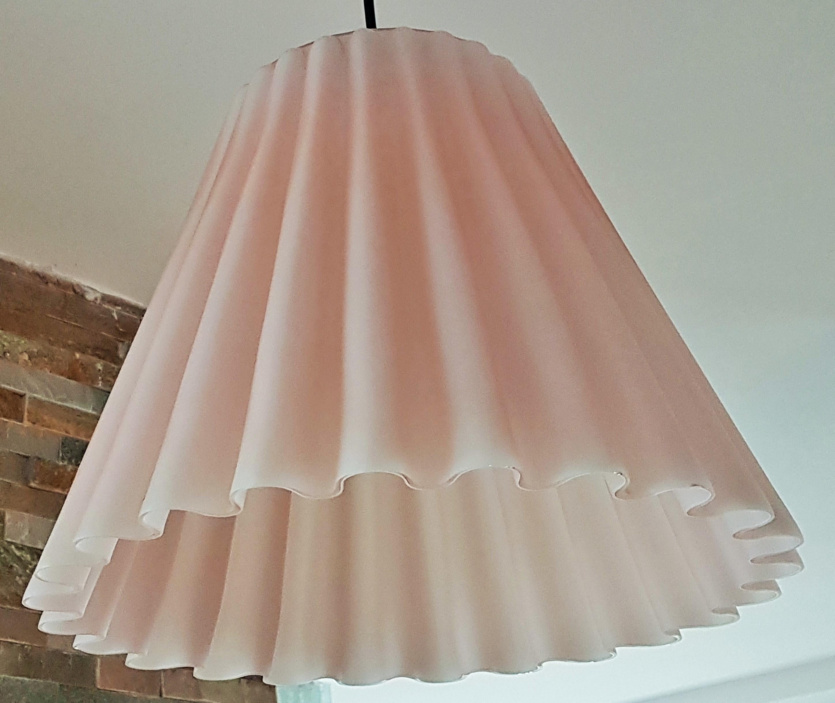 Italian Mid-Century Pink Post Modern Murano Glass Pendant Chandelier, Italy 1980