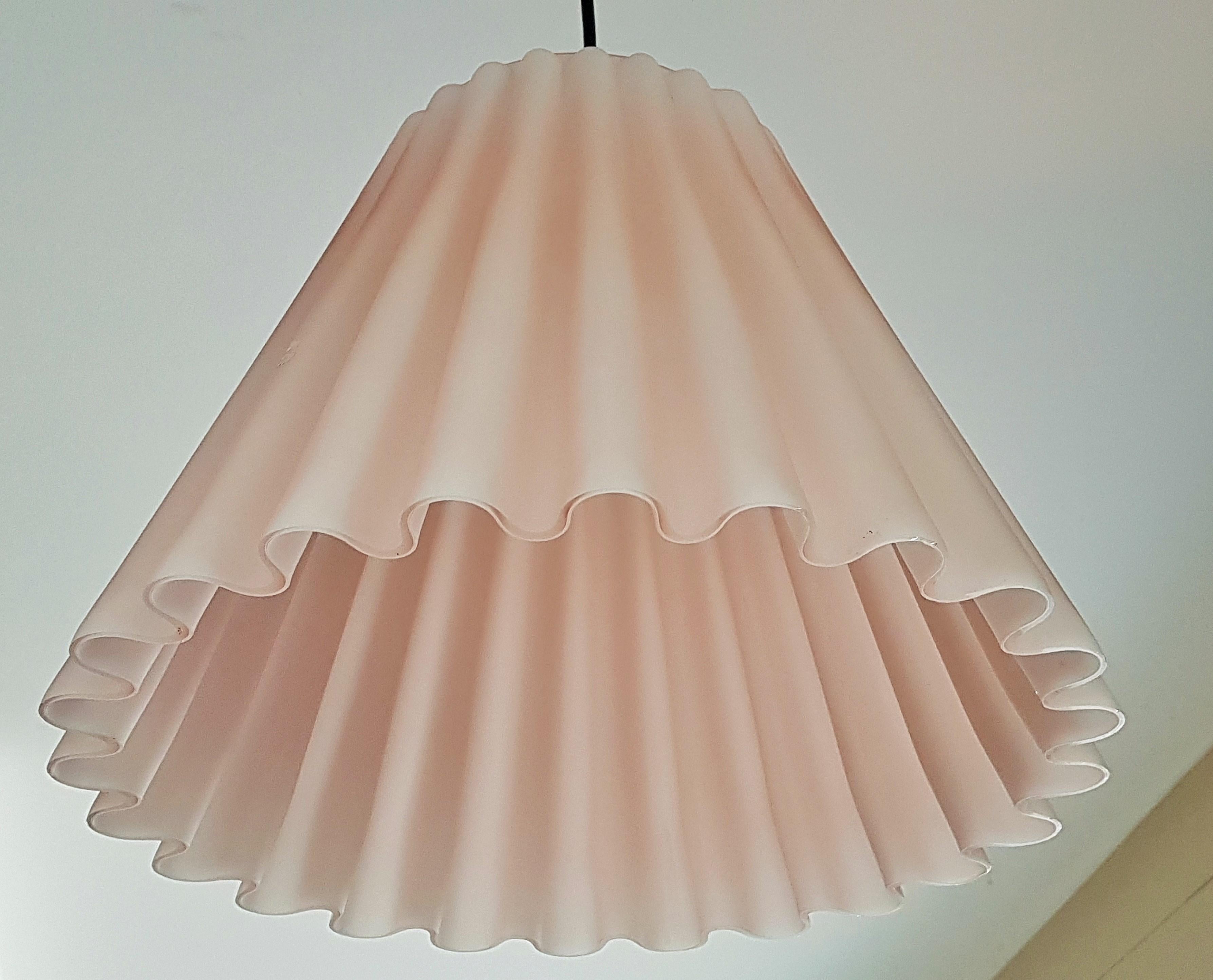 Mid-Century Pink Post Modern Murano Glass Pendant Chandelier, Italy 1980 In Good Condition In Saarbruecken, DE