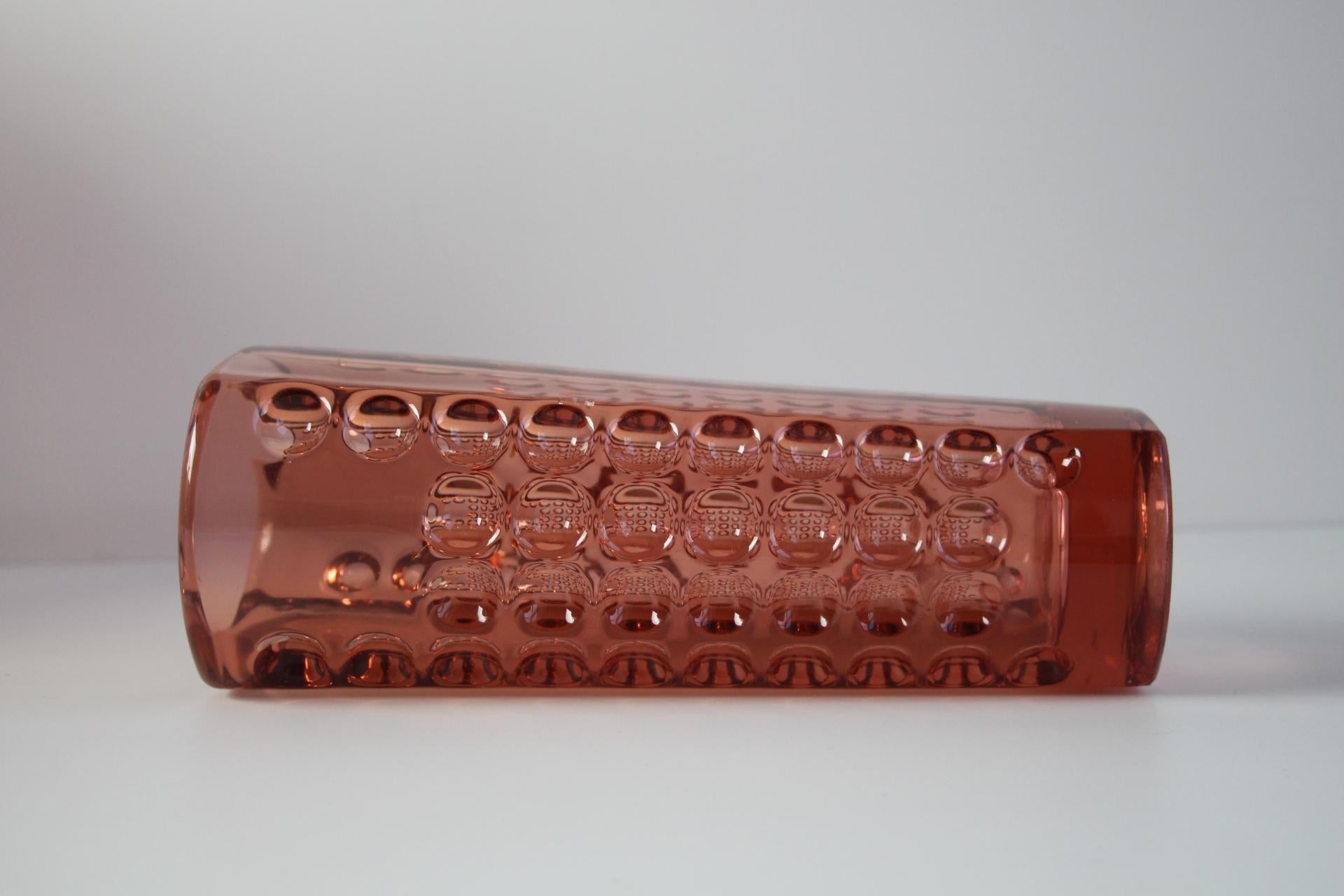 Mid-Century Pink Pressed Glass Vase by Rudolf Jurnikl, Czechoslovakia, 1960 For Sale 5