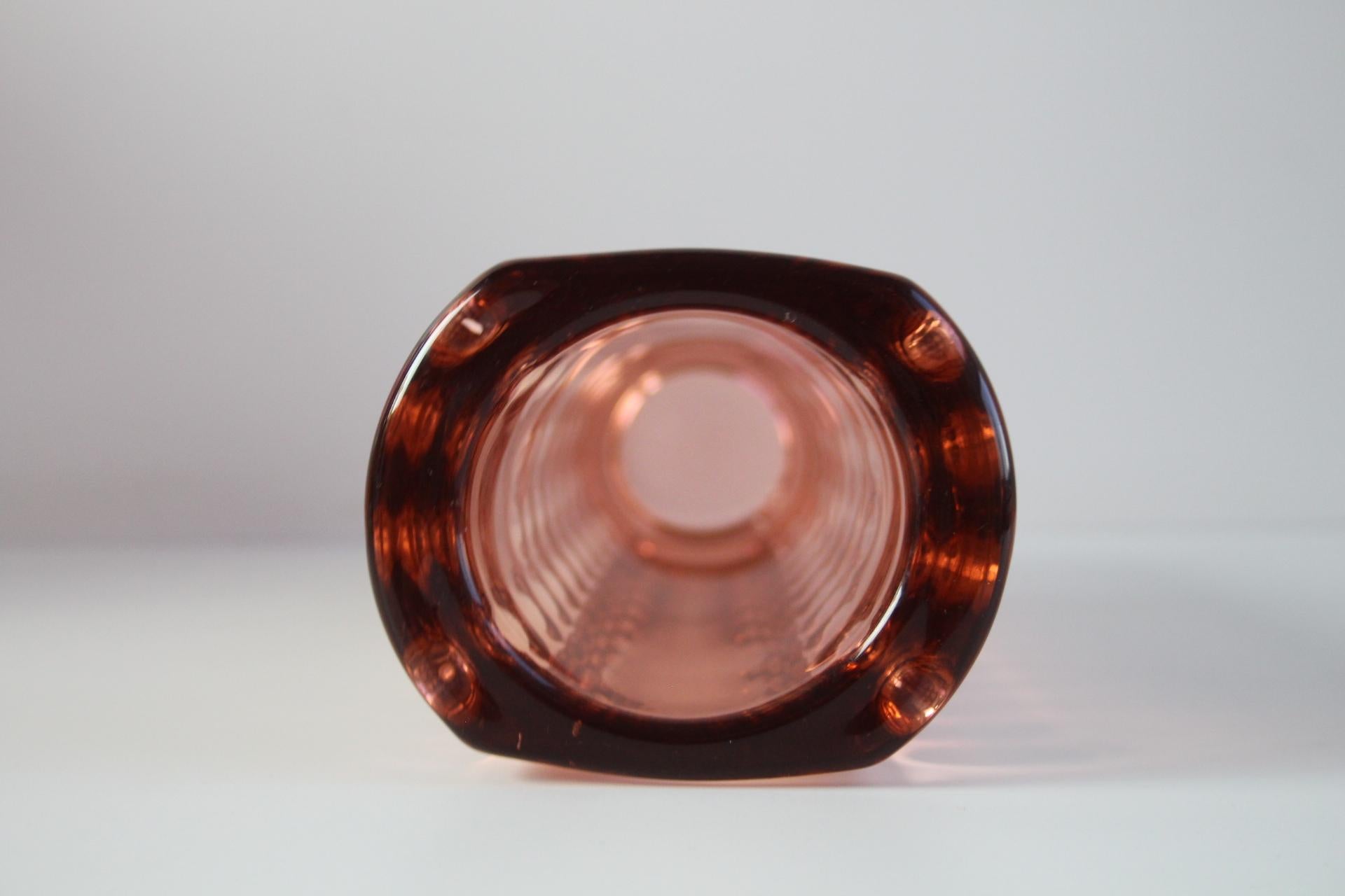 Mid-Century Pink Pressed Glass Vase by Rudolf Jurnikl, Czechoslovakia, 1960 For Sale 6