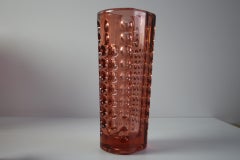 Mid-Century Pink Pressed Glass Vase by Rudolf Jurnikl, Czechoslovakia, 1960