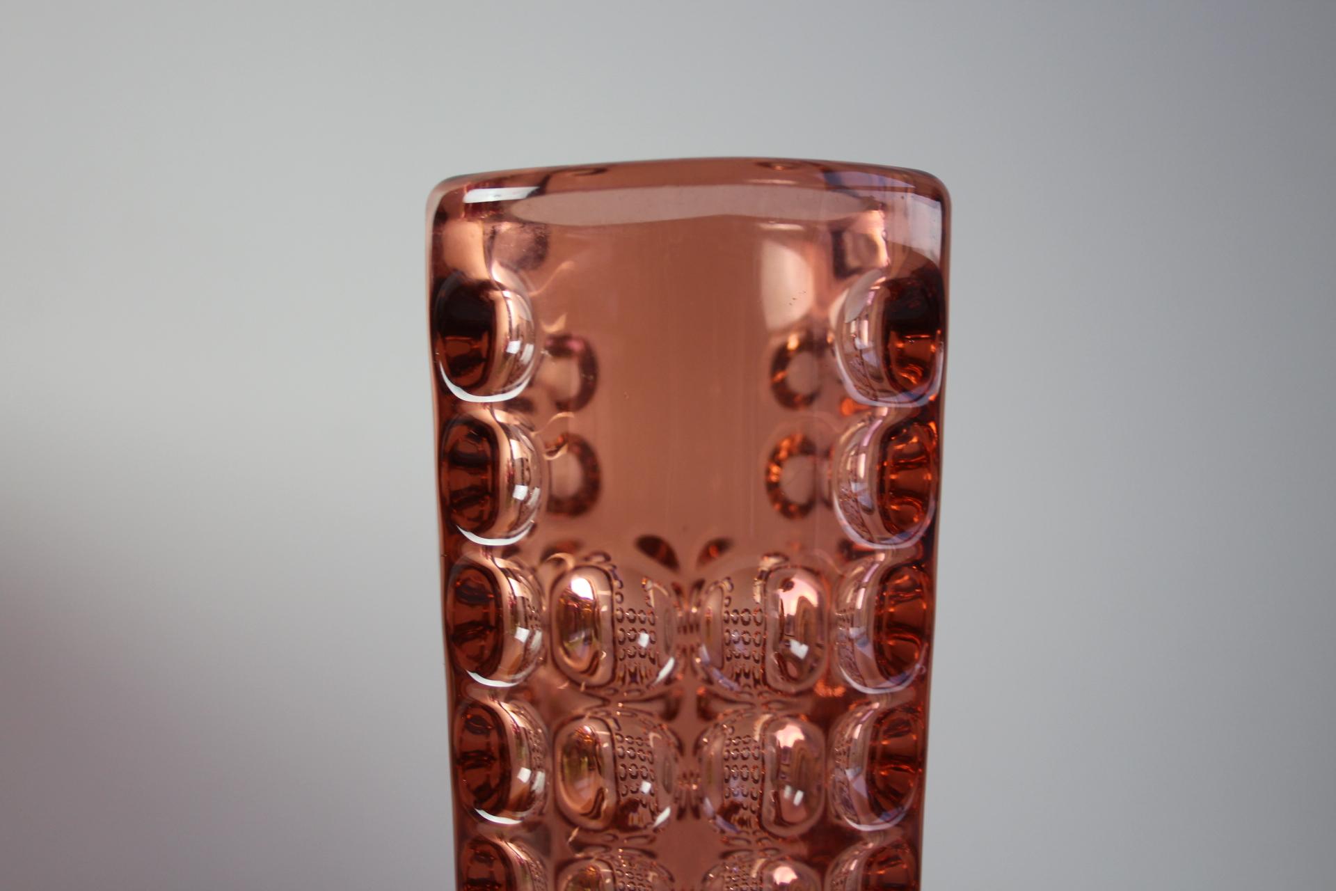 Mid-Century Pink Pressed Glass Vase by Rudolf Jurnikl, Czechoslovakia, 1960 For Sale 2