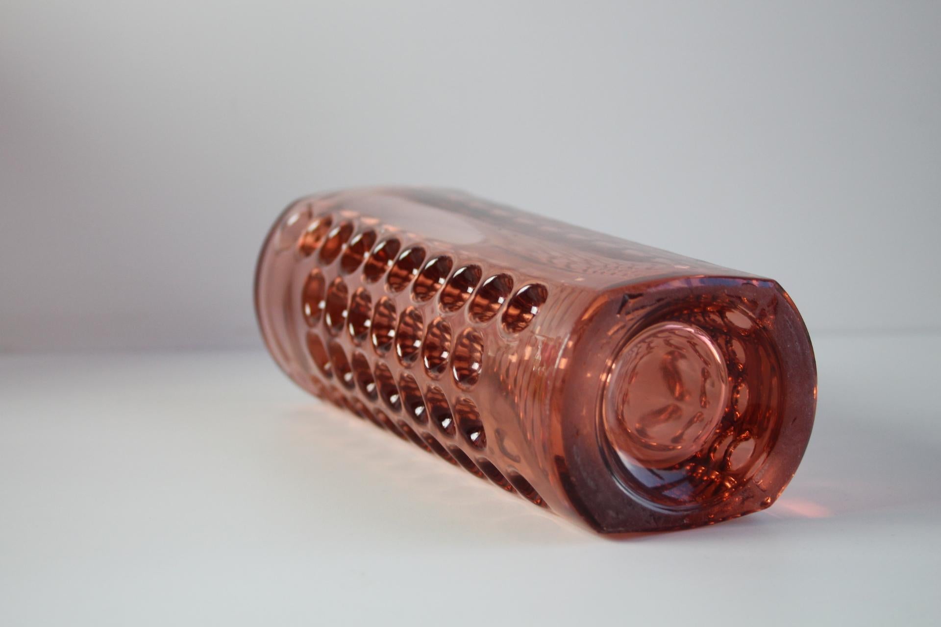 Mid-Century Pink Pressed Glass Vase by Rudolf Jurnikl, Czechoslovakia, 1960 For Sale 4